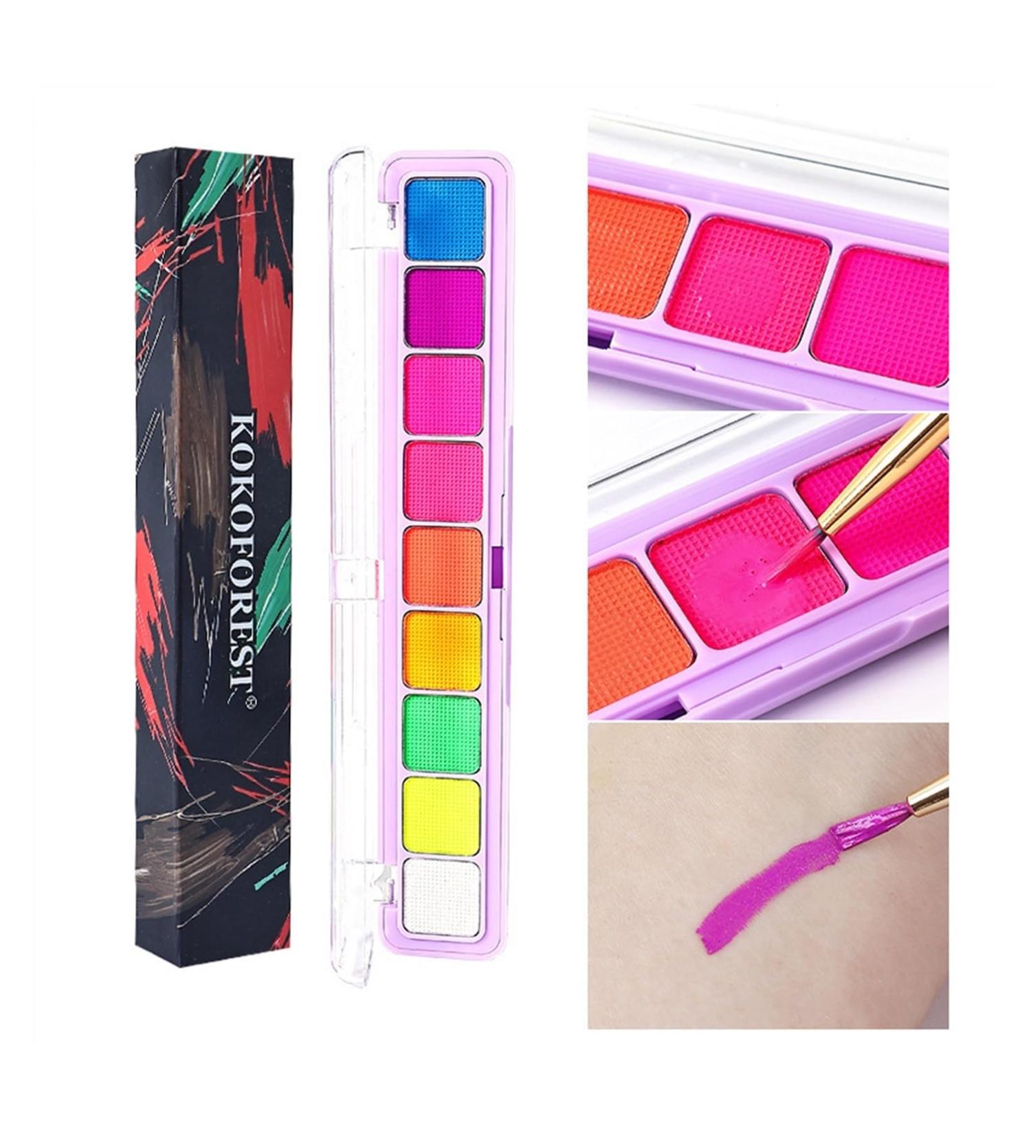 9 Color Glow-in-the-Dark Face Painting Kit - Portable Body Paint Set for Creative Fun | International Shipping - Buy Online on GoSupps.com