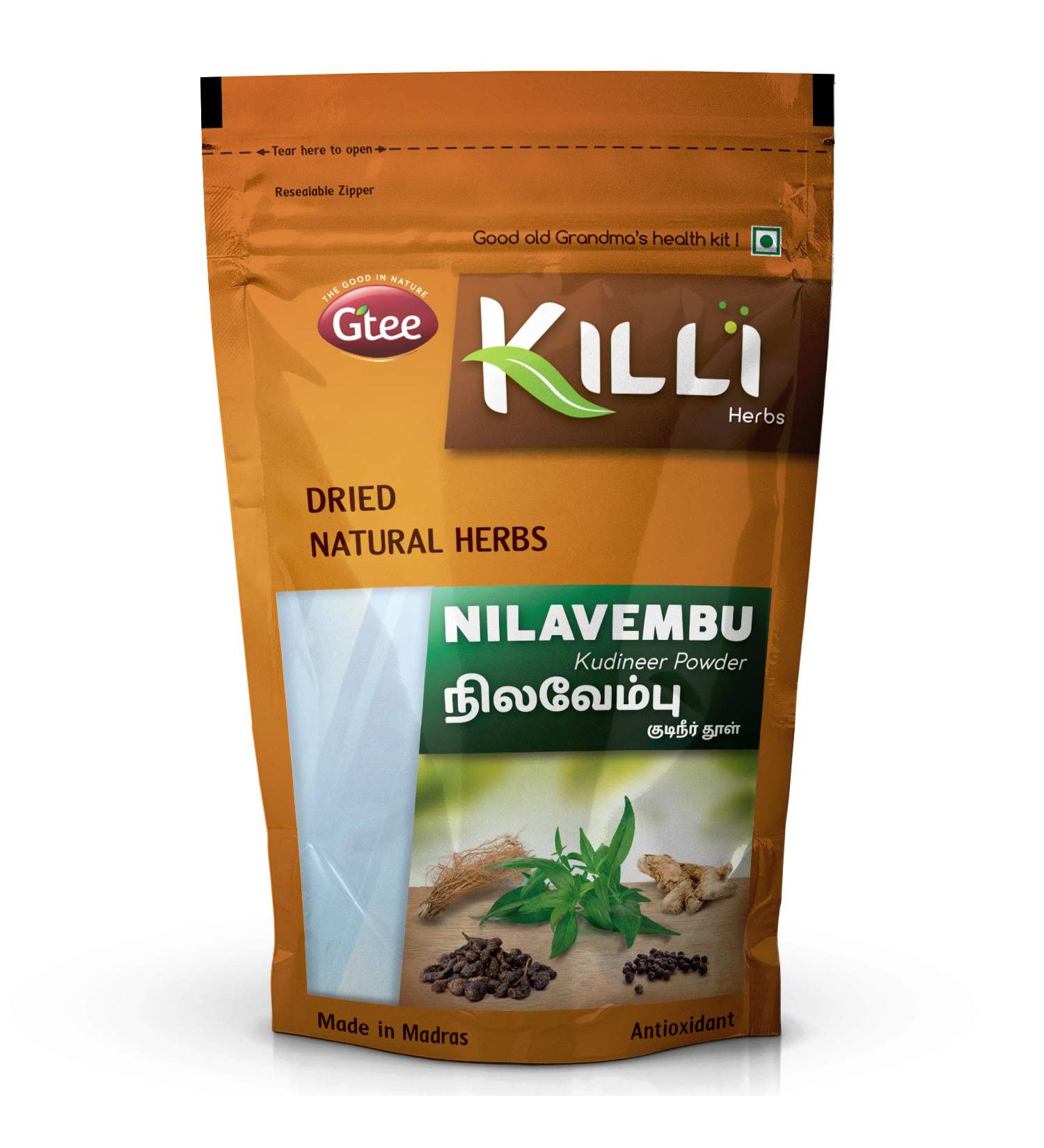 KILLI Nilavembu | Chirata | Kirayata | Andrographis paniculata | Kalmegh Powder 100g - Buy Online on GoSupps.com