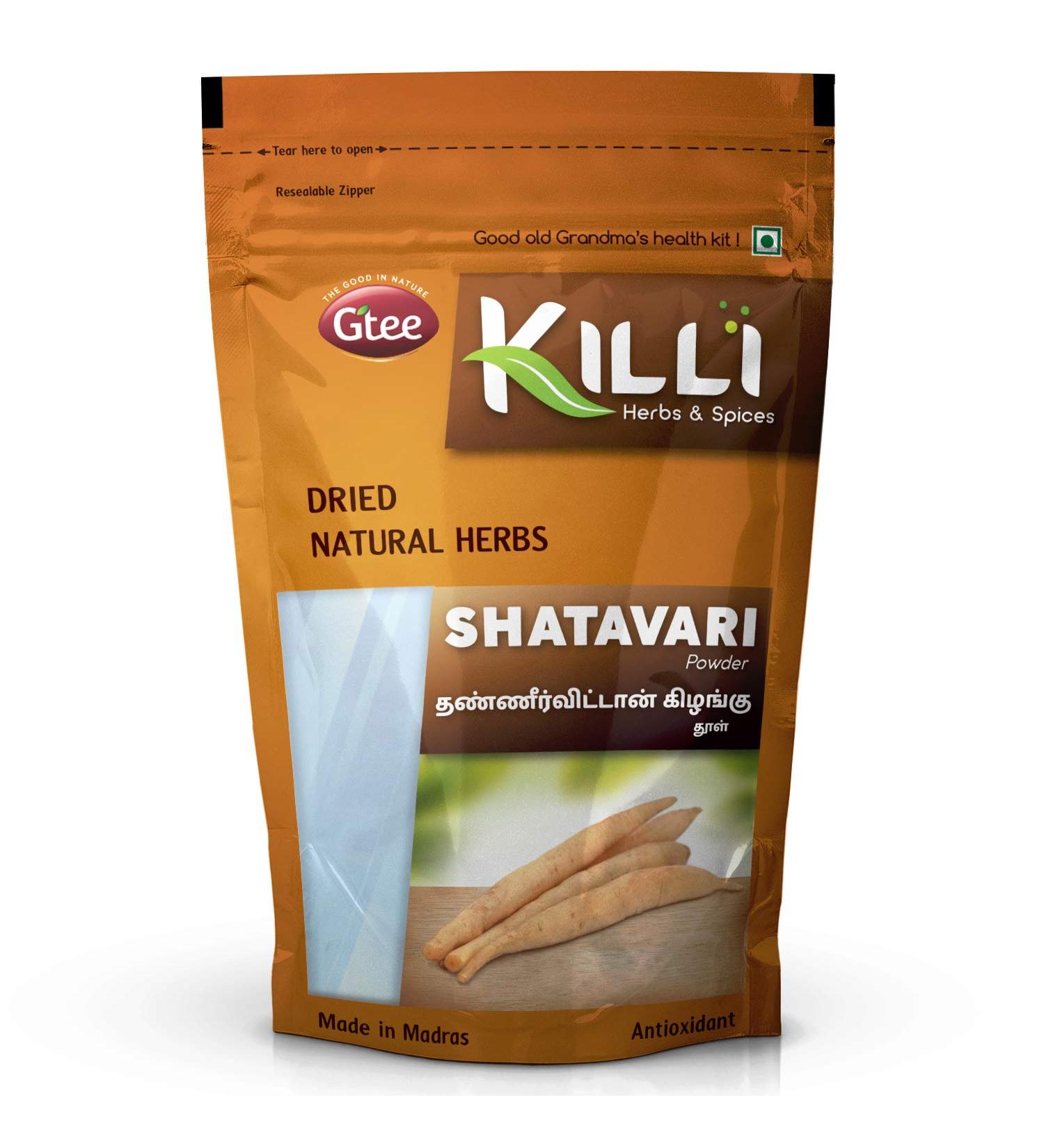 KILLI Shatavari Powder 100g - Pure Asparagus racemosus Thaneervittan Kilangu - Buy Online on GoSupps.com