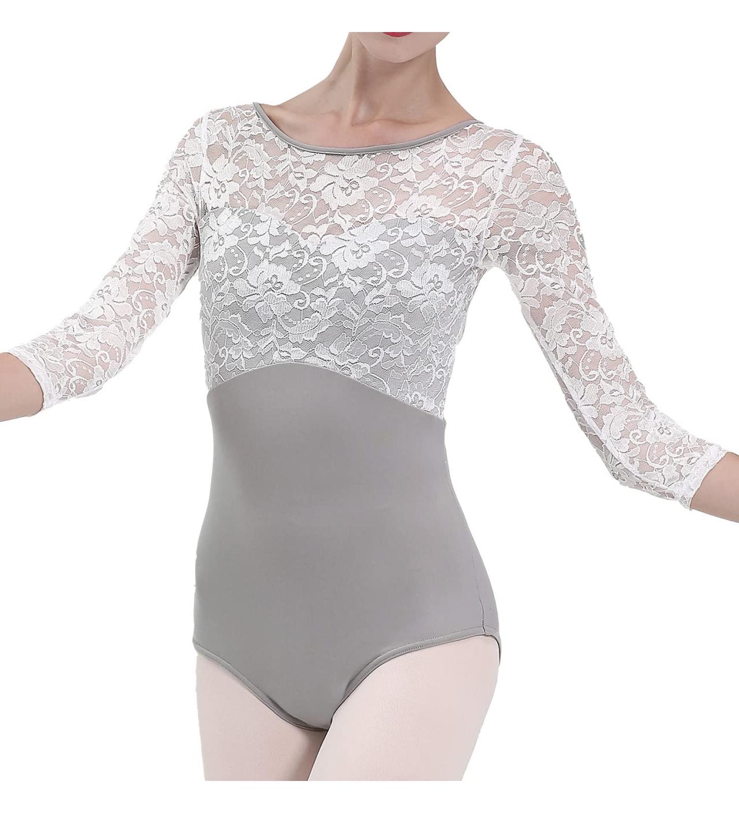 Dance Elite - Eleganza - Decorated Dance Leotard For Women. Womens Ballet and Dance Leotards Adult M Grey