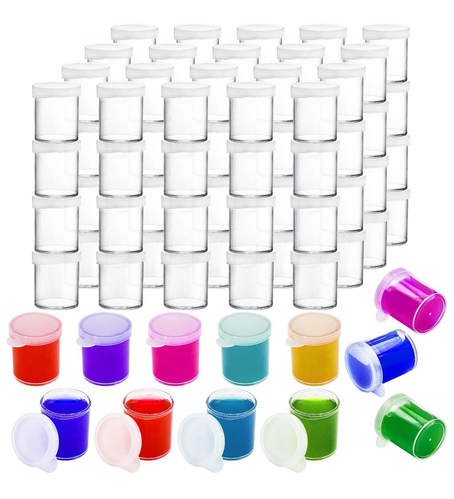 Set of 100 Mini Plastic Paint Cups with Lids - 0.85 Oz Clear Paint Storage Jars for Kids Art Crafts - Buy Online on GoSupps.com