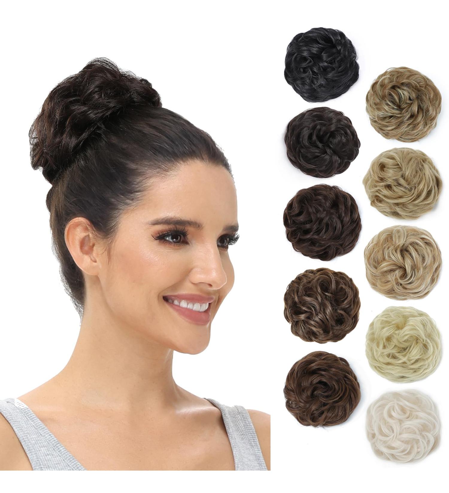 BUYOGET Messy Bun Hair Pieces For Women Hair Bun Extension Updo Curly Messy Bun Donut Hair Chignons Scrunchie Dark Brown - Buy Online on GoSupps.com
