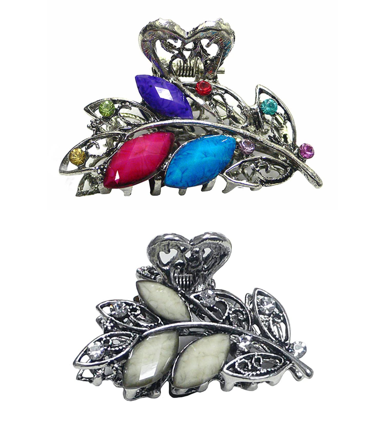 JCGY Set of 2 Small Metal Jaw Clips - Multi Color Off White Hair Claw Clips - Buy Online on GoSupps.com