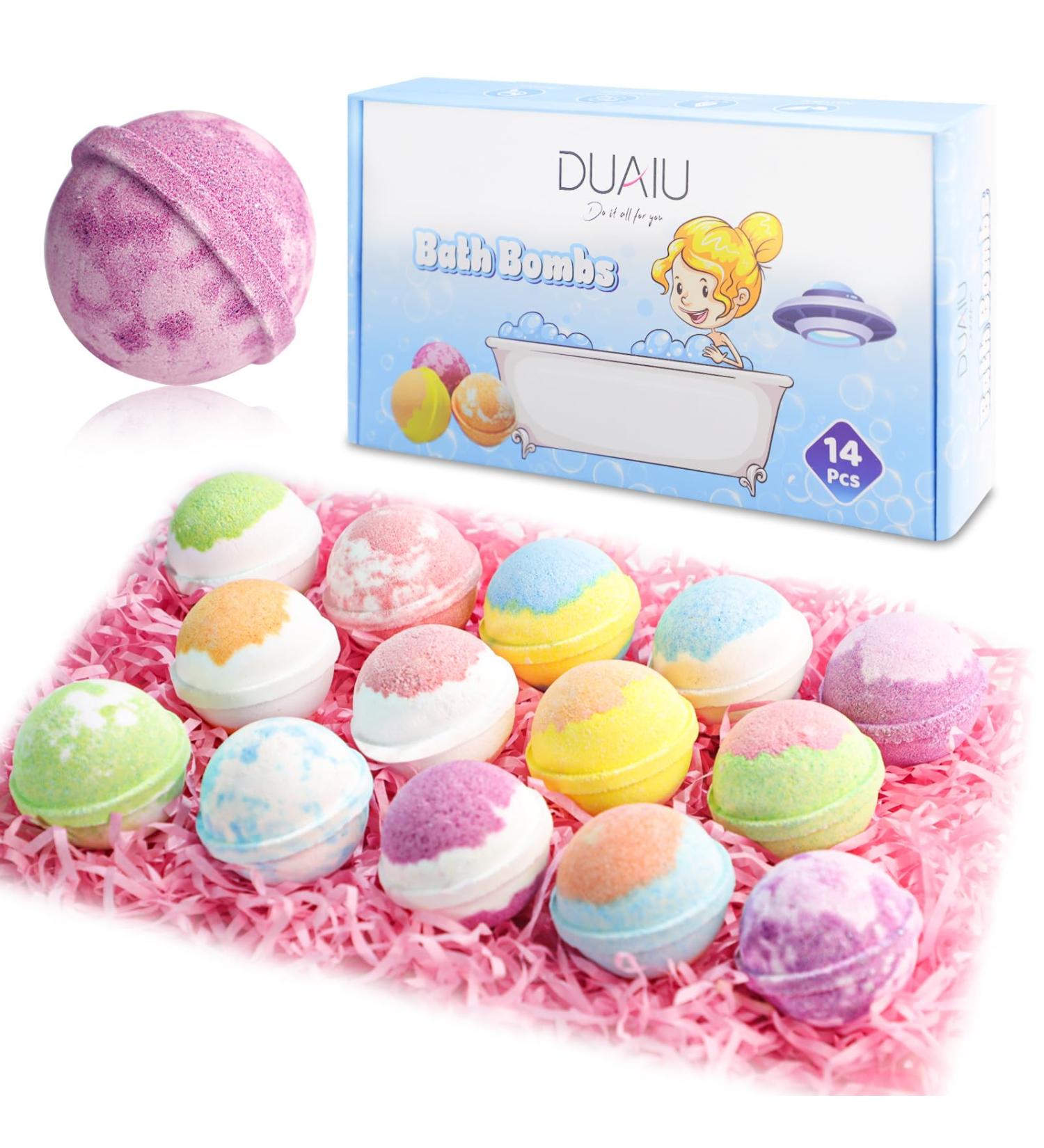 DUAIU Fizzy Bubble Bath Bombs Set of 14 with Essential Oil - Naturally Perfect for Birthday Mother's Day Gift Idea for Wife Monther and Girlfriend - Buy Online on GoSupps.com