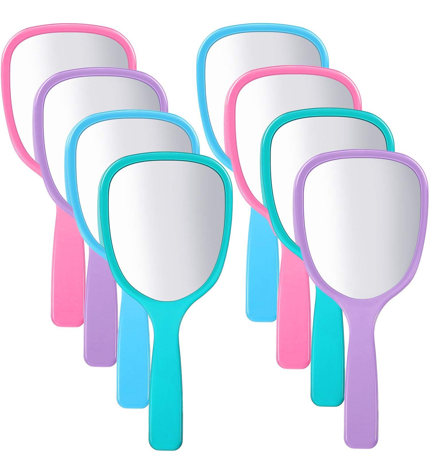 8 Pieces Handheld Hand Mirror Bulk Compact Travel Makeup Mirror Handheld Cosmetic Mirror with Handle Portable Vanity Mirror for Travel Camping Home 4 Colors 3.15 Inch Wide 7.09 Inch Long - Buy Online on GoSupps.com