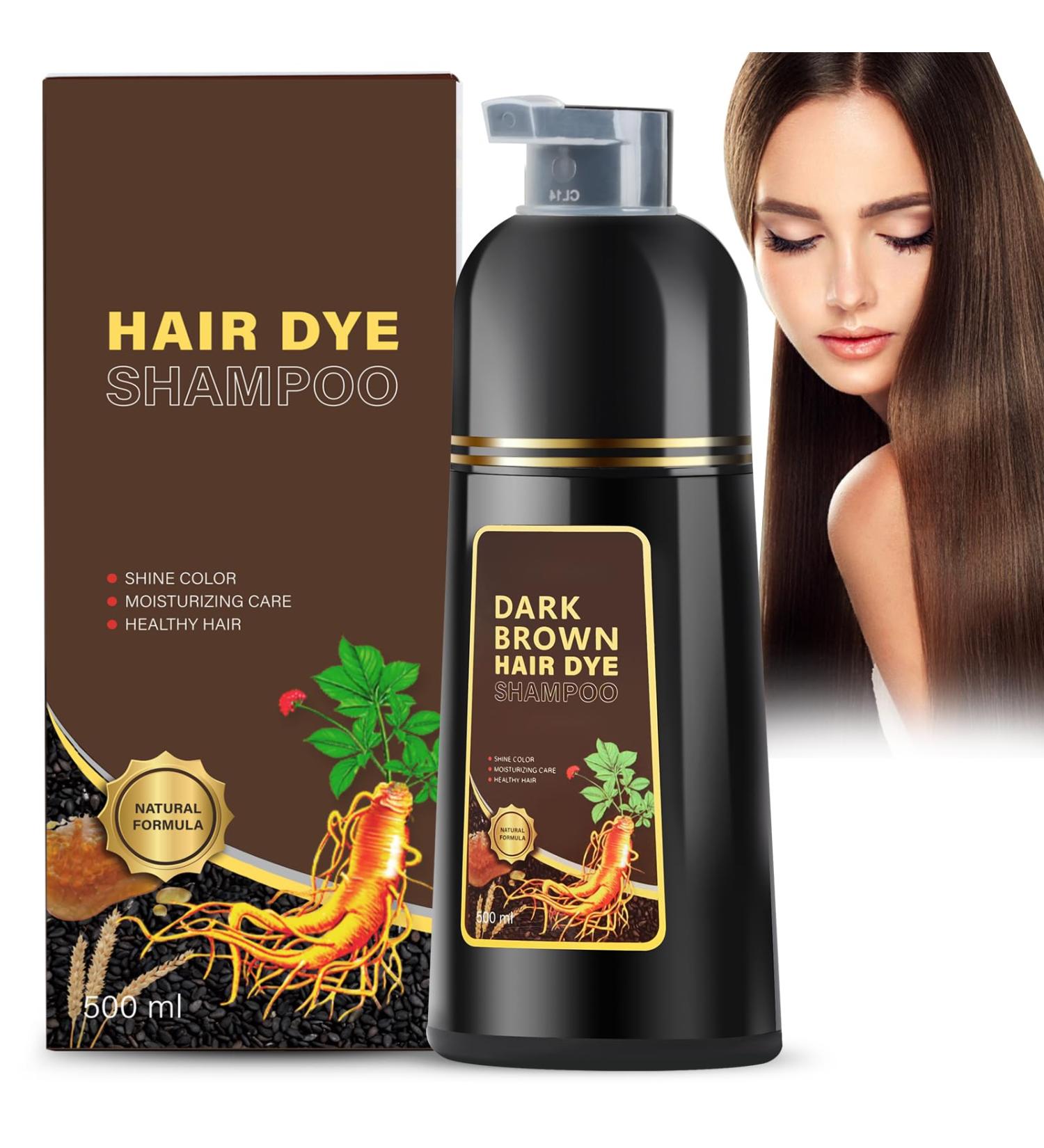 CAJPK 3 in 1 Hair Dye Shampoo - Dark Brown Gray Coverage Herbal Hair Color for Men & Women - 500ml - Buy Online on GoSupps.com