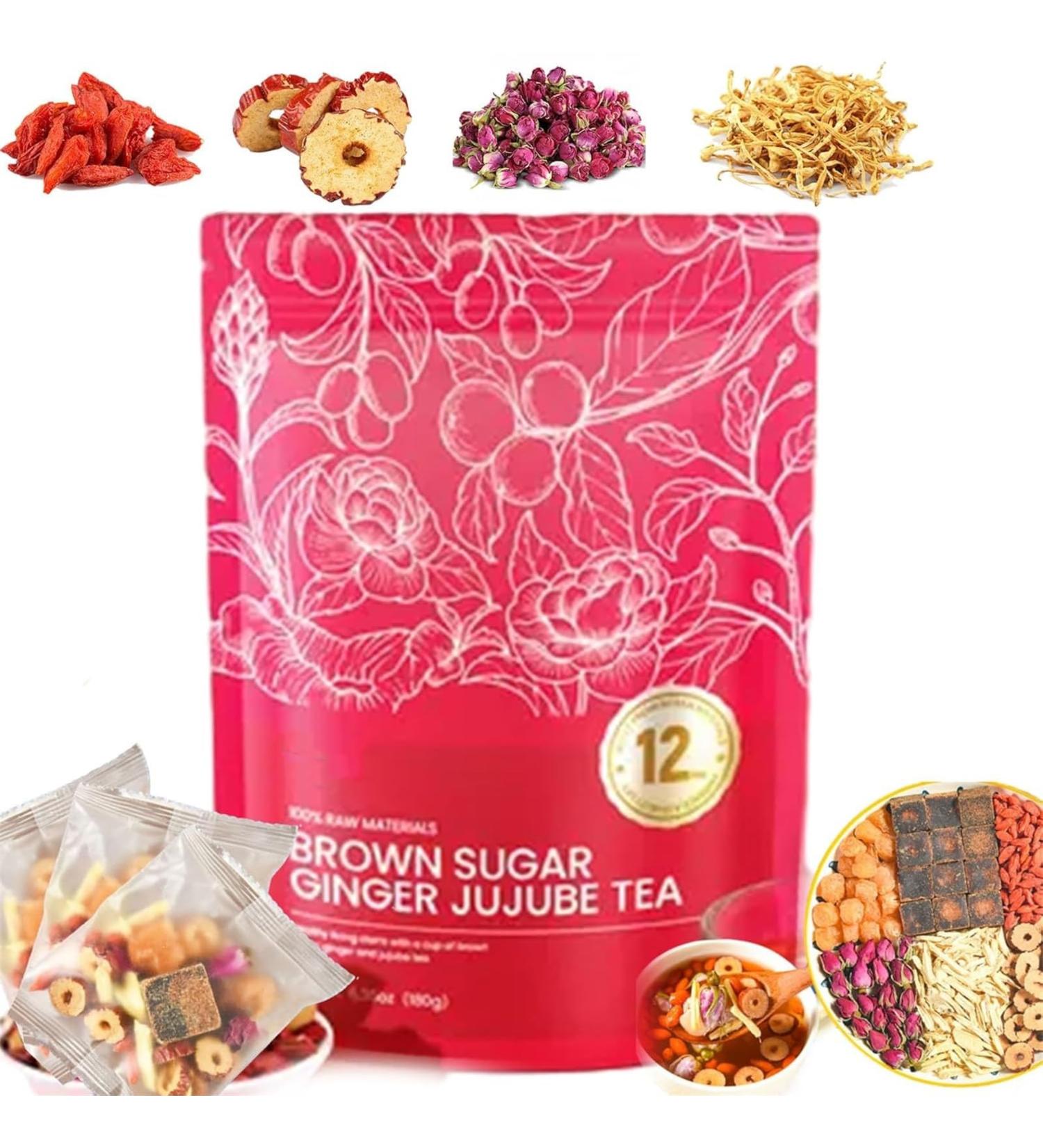  Qoobom Velutra Chinese Brown Sugar Ginger Tea with Red Jujube and Red Ginseng Promotes Digestion Improves Sleep Soothes and AIDS Digestion Individually Wrapped Purely - Buy Online on GoSupps.com