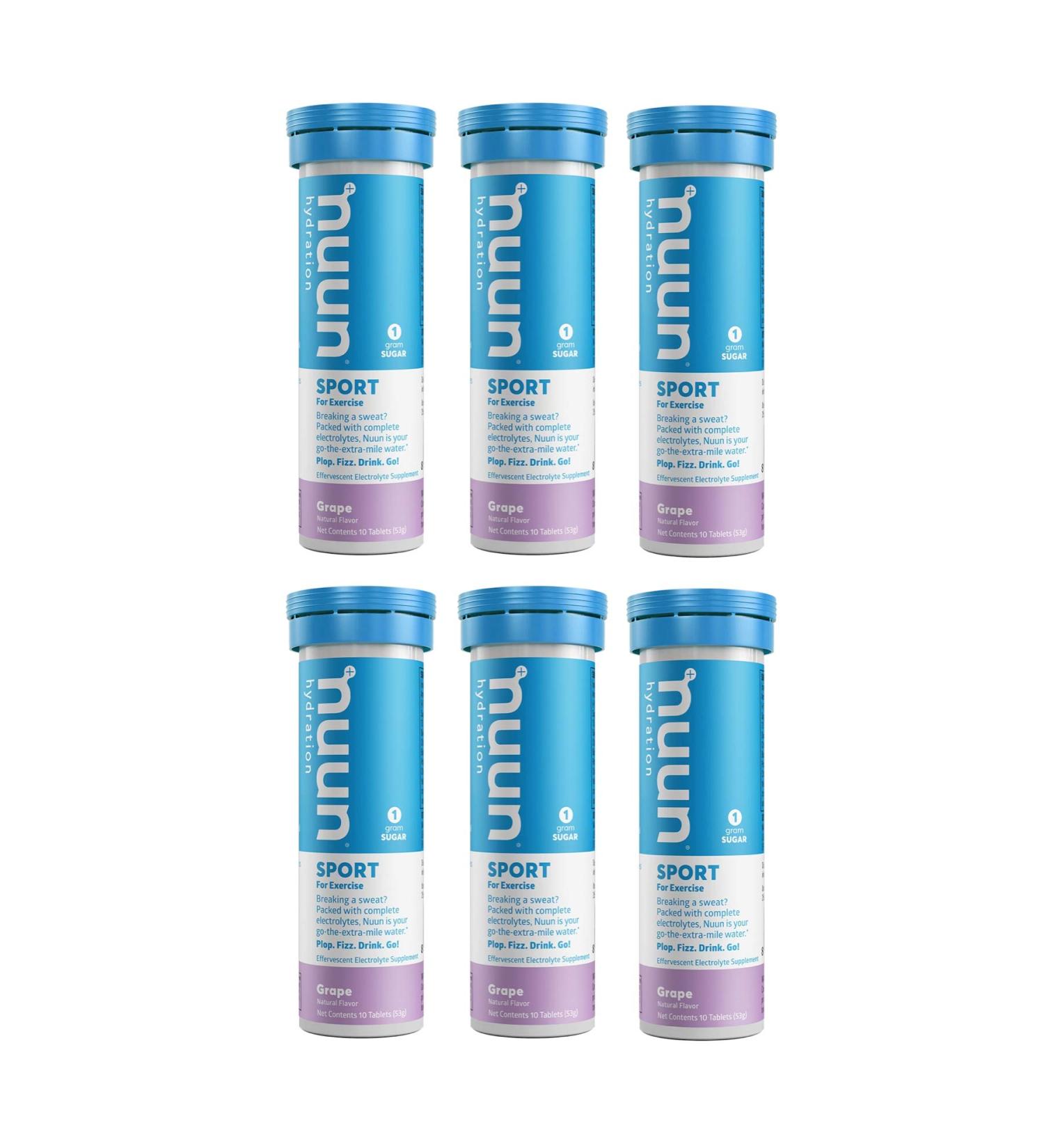 Nuun Active Grape Electrolyte Hydration Tablets - 6 Tubes of 10 Tabs | International Shipping Available - Buy Online on GoSupps.com