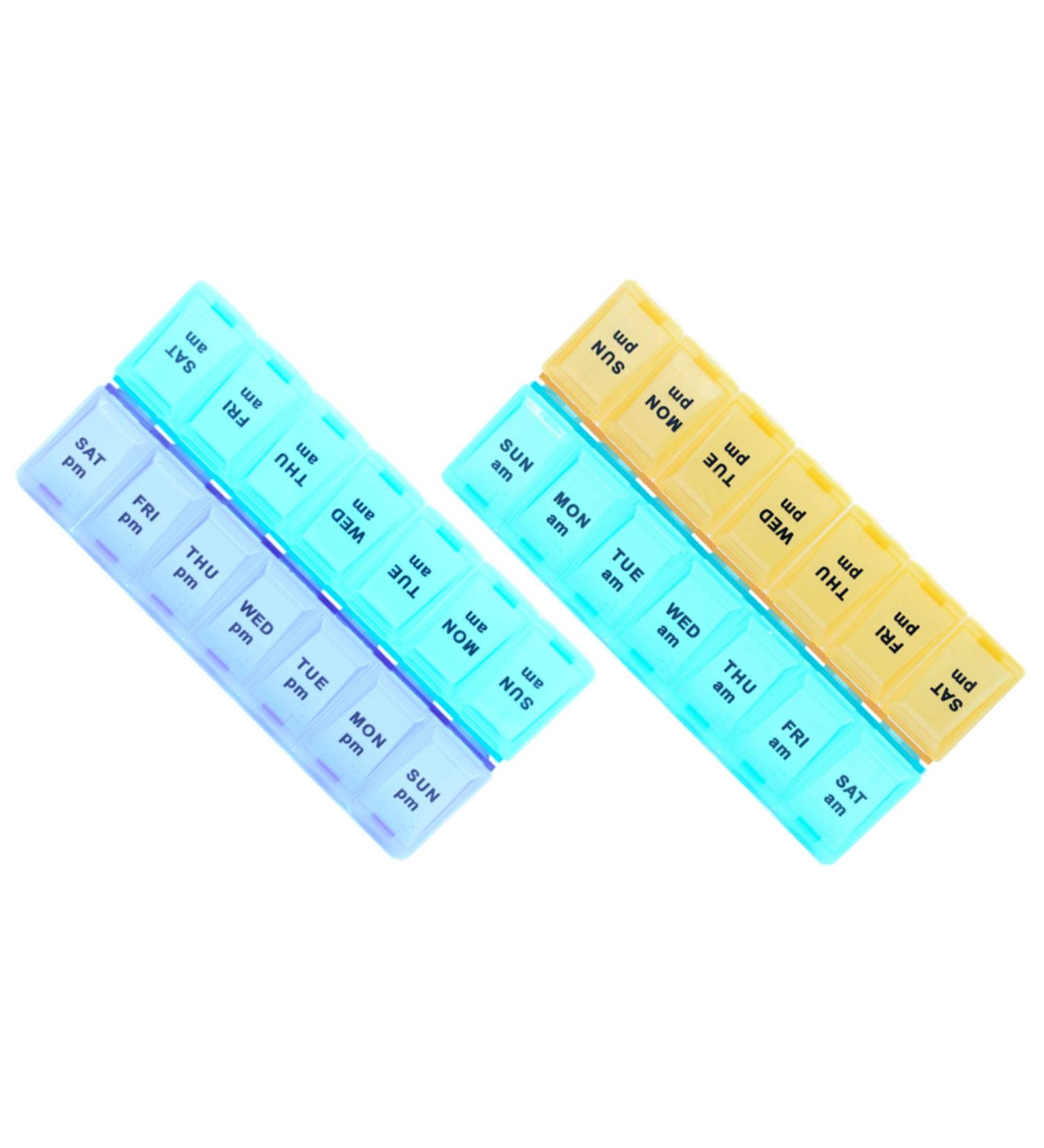 Buy Pill Organizer AM/PM - 2 Pack Window Pill Box for Easy Medication Management | International Shipping Available - Buy Online on GoSupps.com