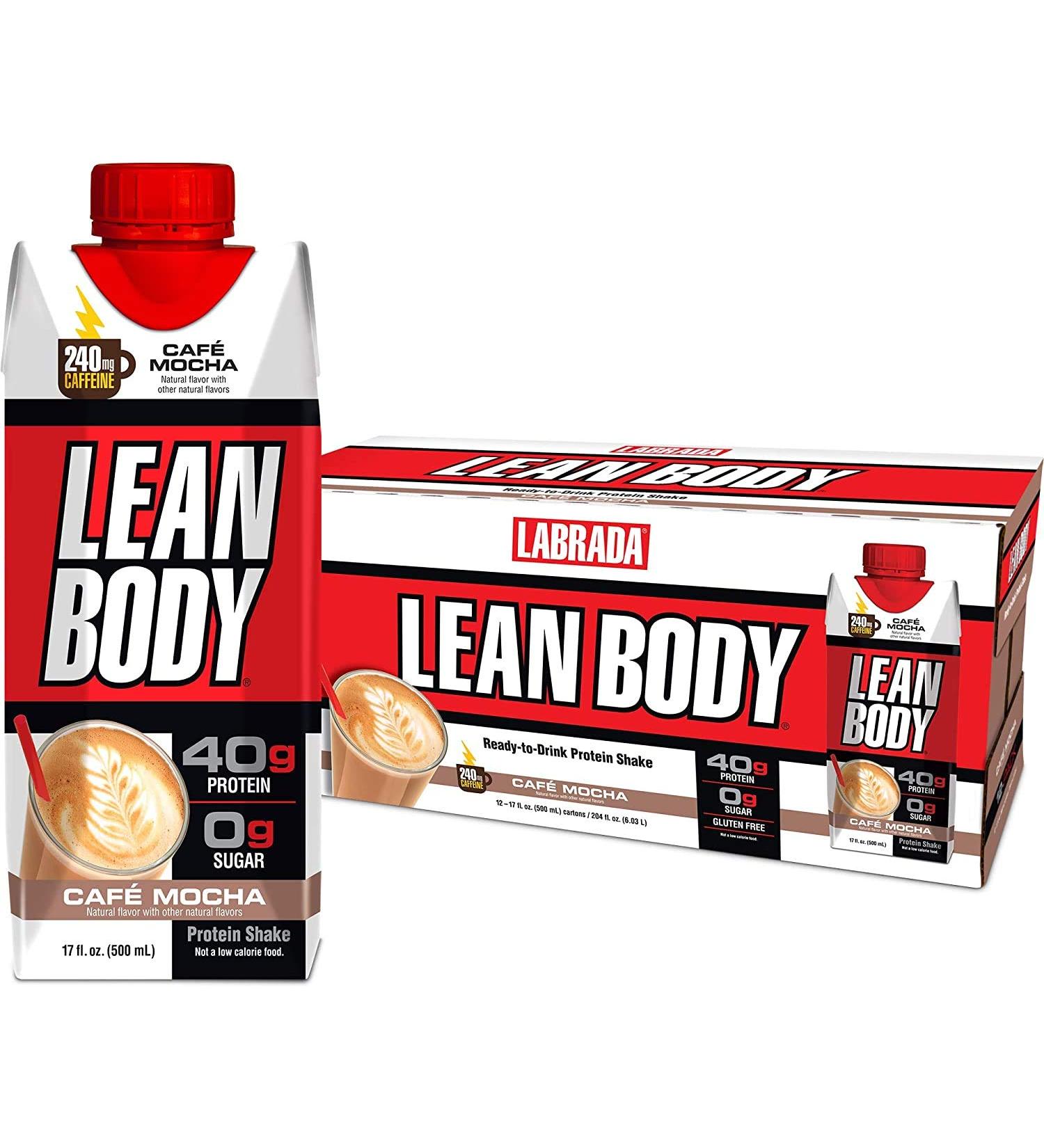 LABRADA Caf Mocha Protein Shake - 240mg Caffeine, 40g Protein, Whey Blend, Gluten Free, 0 Sugar - 12 Pack, 17 Fl Oz Each - Buy Online on GoSupps.com