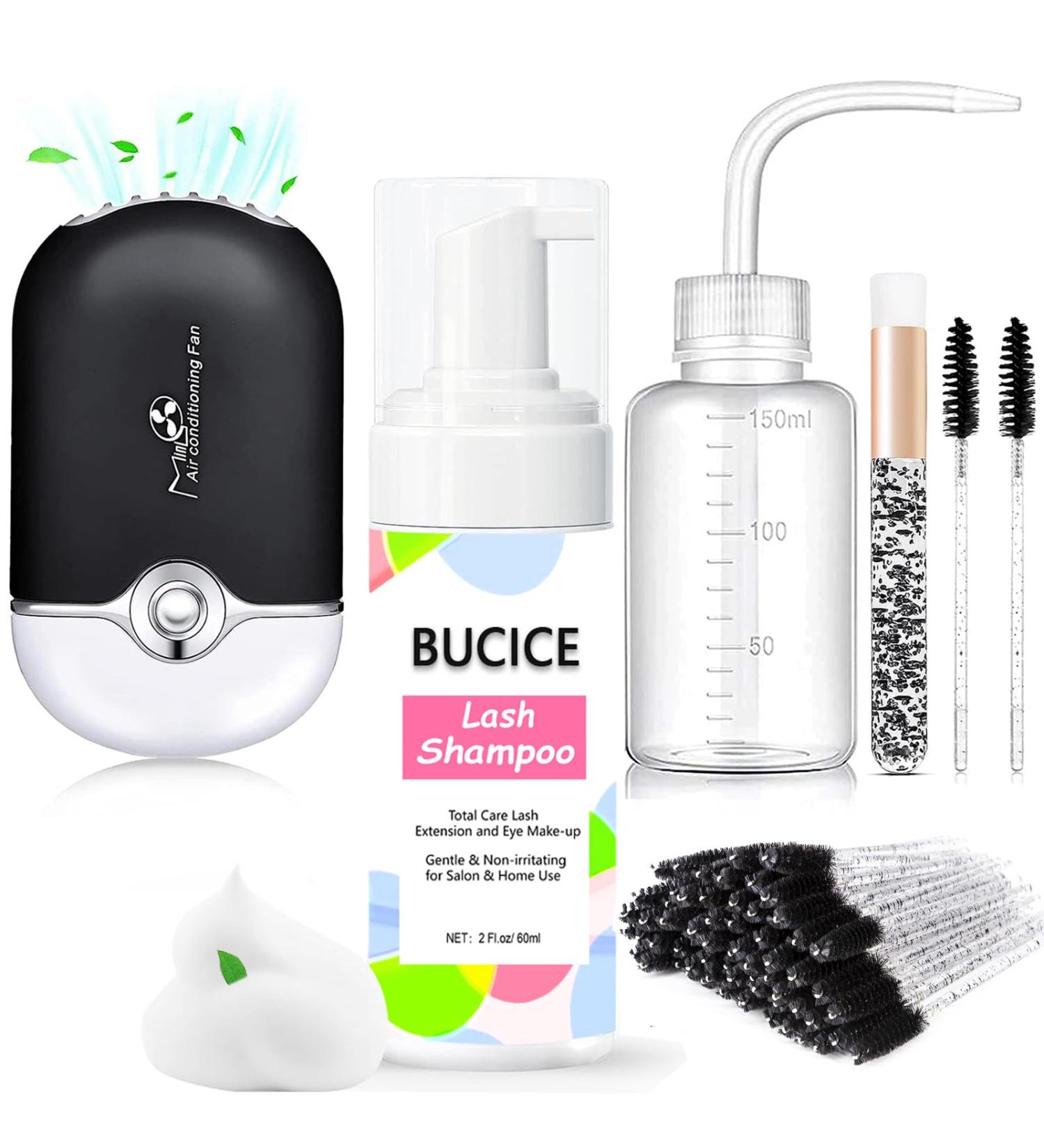 Lash Shampoo for Extensions - Eyelash Cleaning Kit with Fan Dryer | Makeup Cleansing Foam for Lash Care - Buy Online on GoSupps.com