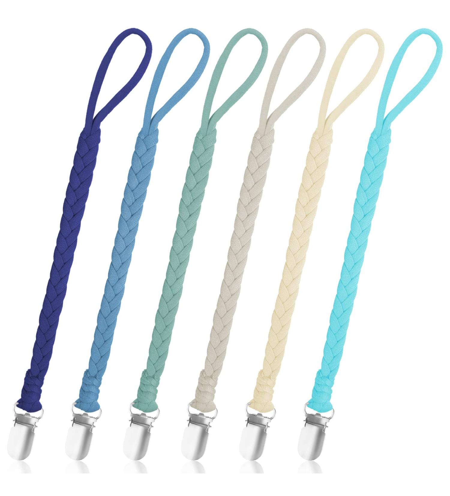 Pacifier Holder for Boys and Baby Girls Binky Pacifier Holder 100% Hand Woven Fits All Pacifiers with Handmade Braided Cotton Modern Unisex Baby Shower Birthdays Christmas Set (blue series 6) - Buy Online on GoSupps.com