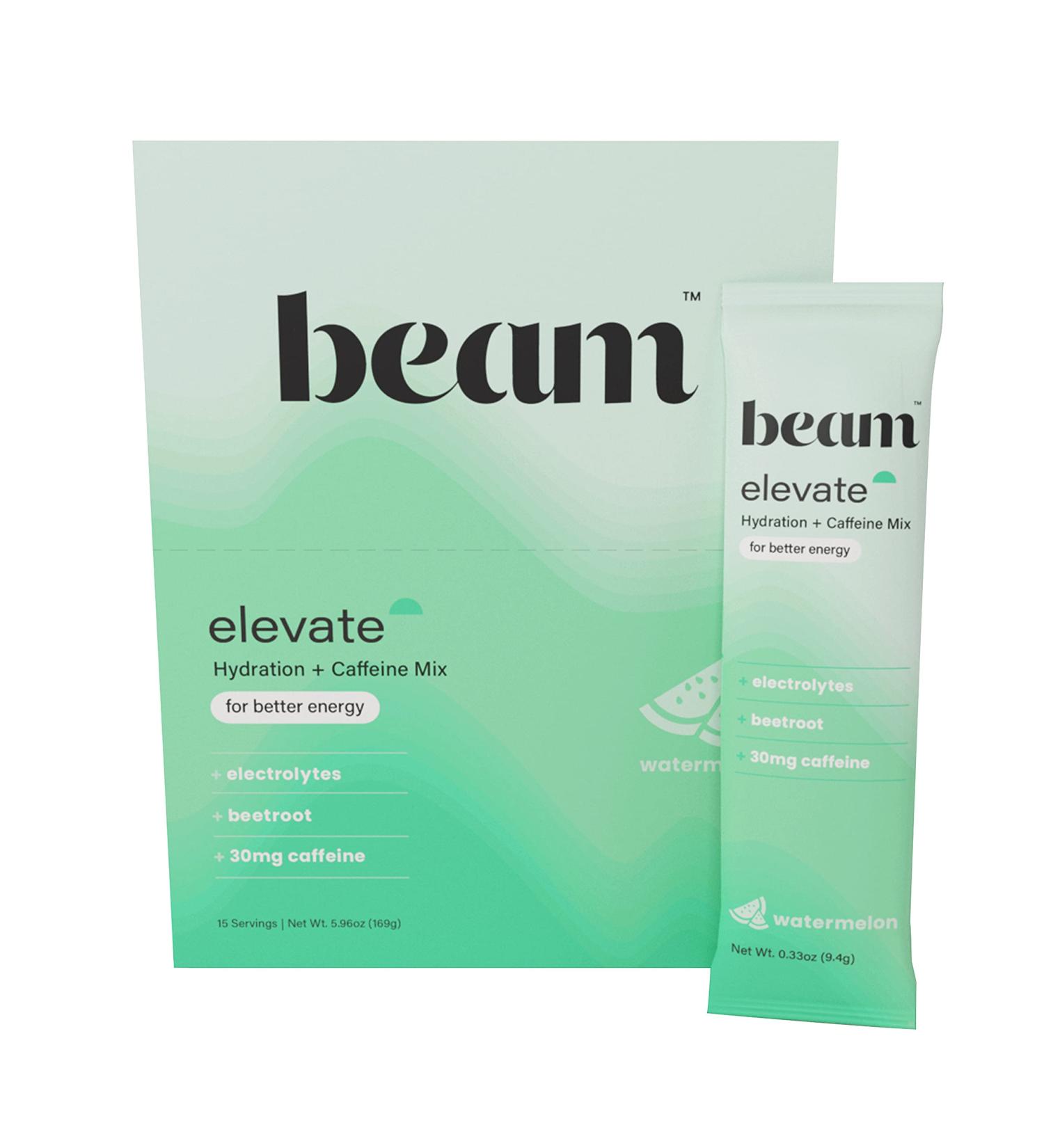 Beam Organics Watermelon Hydration Energy Powder Packets - 15 Single Serves | Hydrating Pre Workout Boost, Coffee Substitute & Immune Support - Buy Online on GoSupps.com