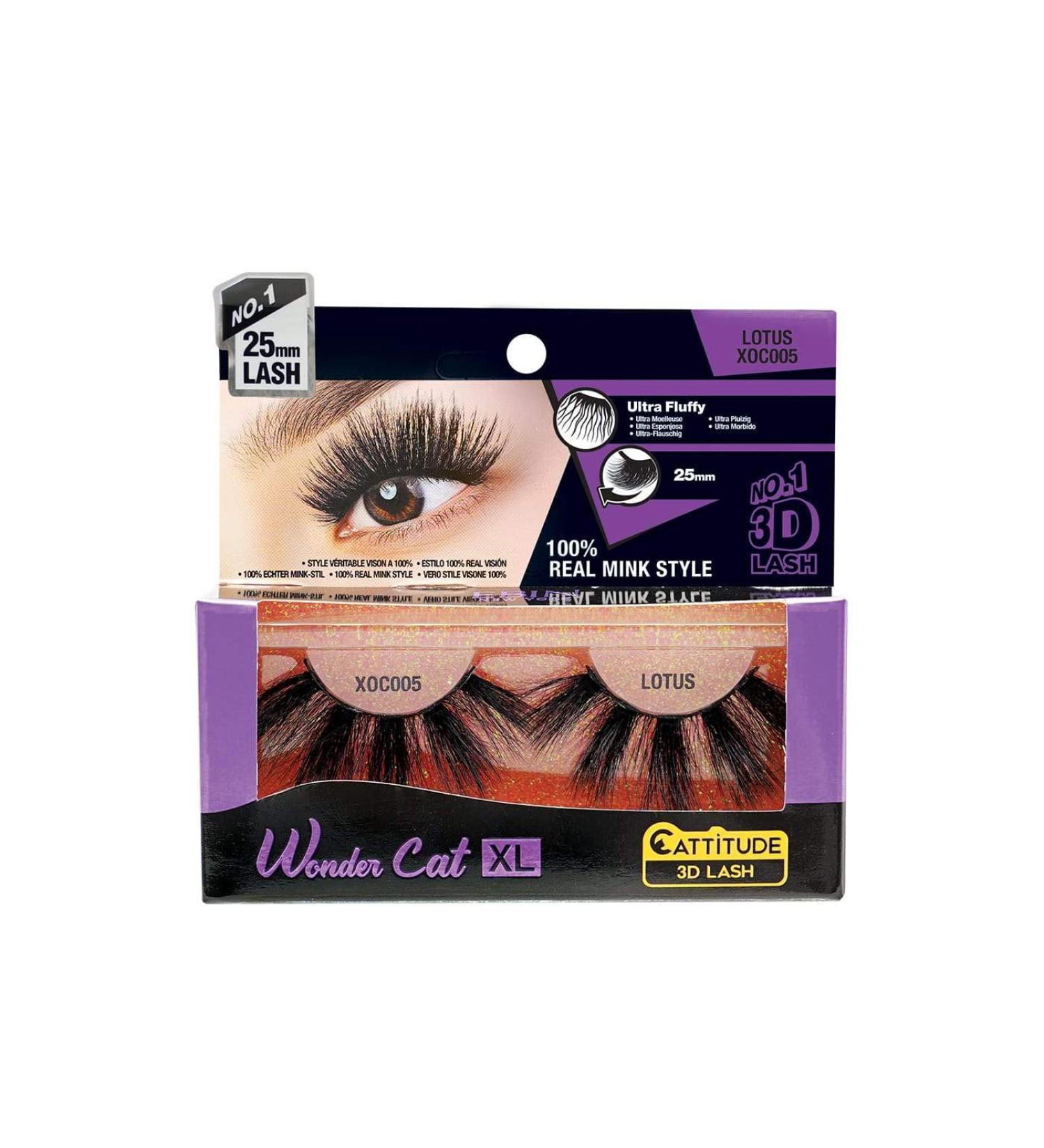 CATTITUDE 3D LASHES Lotus Wonder Cat XL Faux Mink False Eyelashes Lightweight & Reusable Cruelty-Free