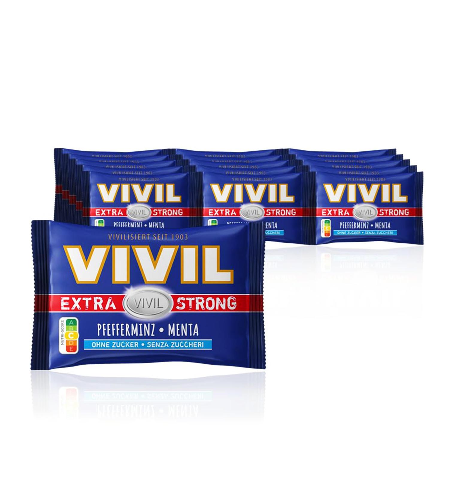 Buy Vivil Extra Strong Peppermint Pastilles - Sugar-Free & Vegan 5x3 Pack (15x25g) - International Shipping Available - Buy Online on GoSupps.com