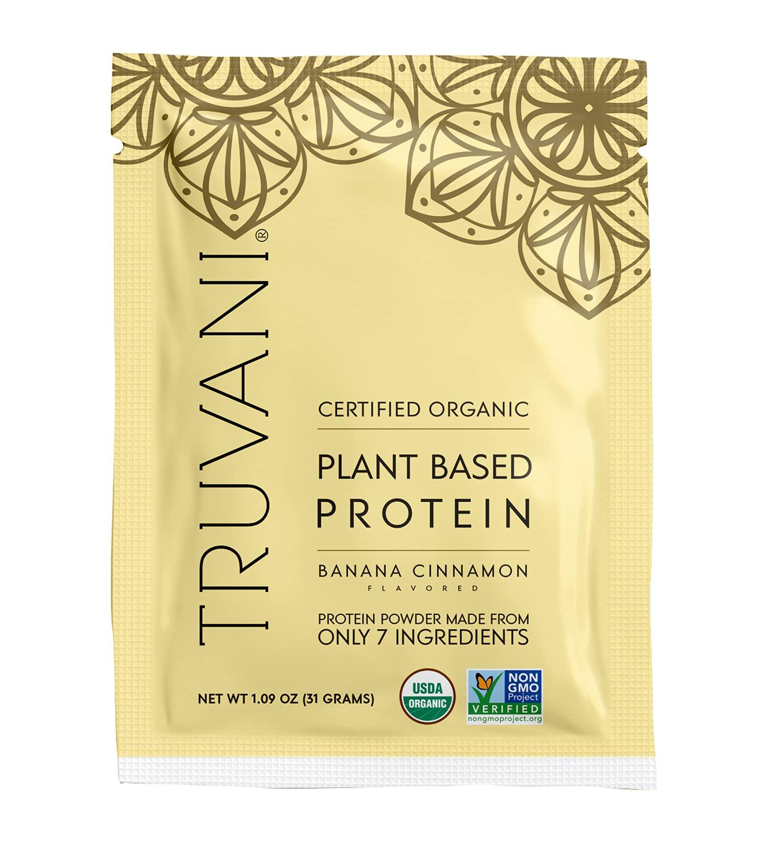 Truvani Vegan Pea Protein Powder - Banana Cinnamon | 20g Organic Plant-Based Protein | Keto Gluten & Dairy Free Low Carb No Added Sugar | 1 Serving (Pack of 1 - Buy Online on GoSupps.com