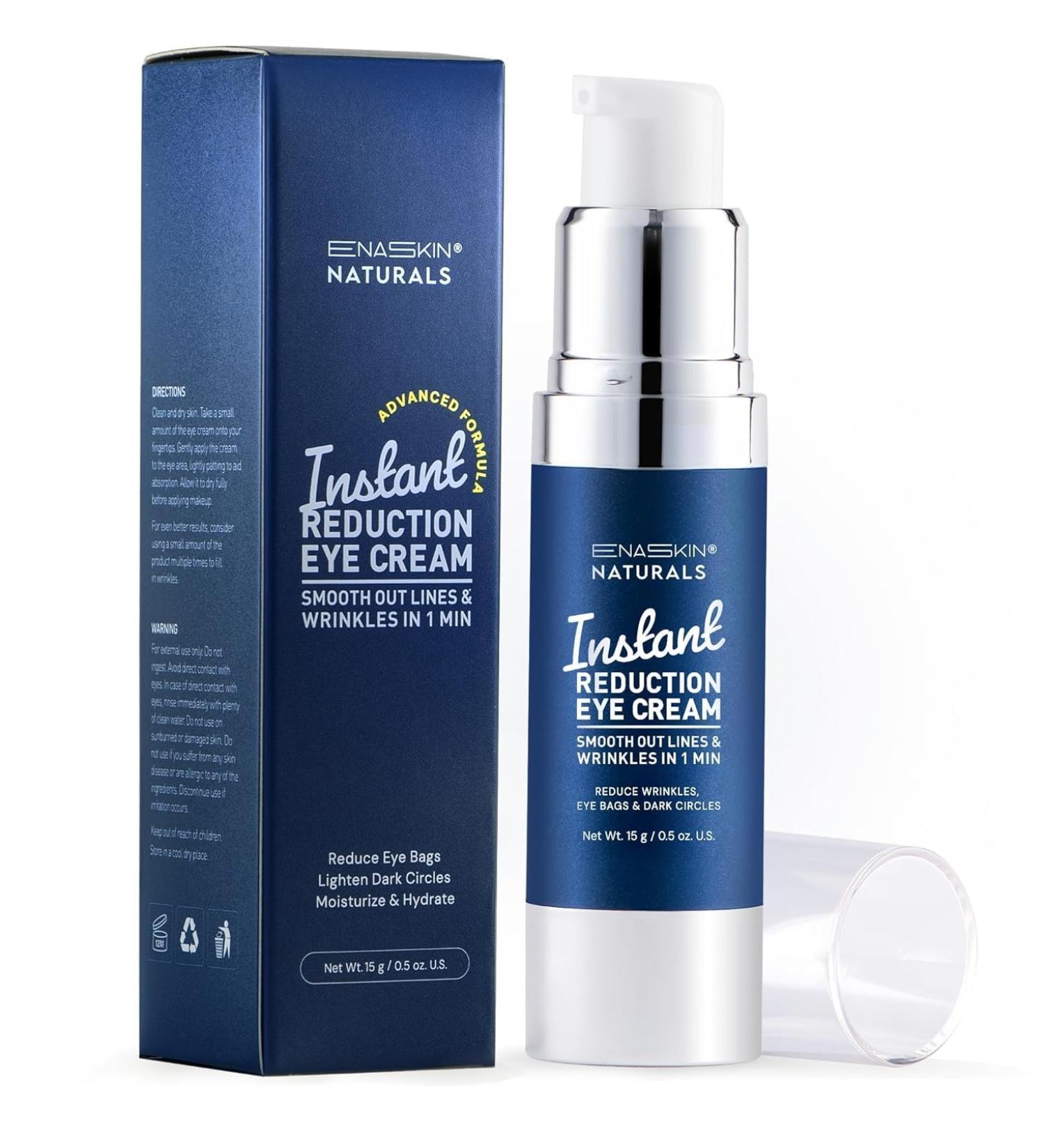 Enaskin Naturals Instant Eye & Face Lift Cream - Rapid Tightener and Wrinkle Filler for Deep Wrinkles - Under-Eye Bags & Puffiness Remover - Temporary Face Firming for Women & Men in 60s - 0.5 oz 0.5 Ounce (Pack of 1) - Buy Online on GoSupps.com
