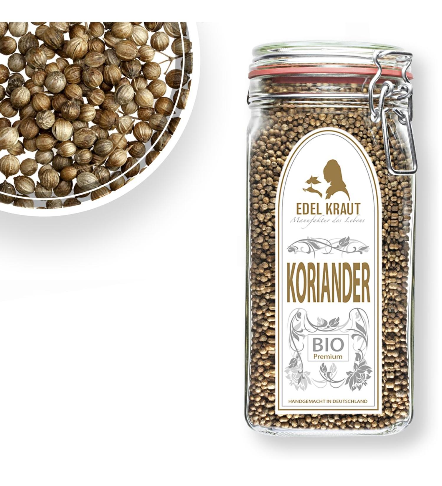 Organic Coriander Seeds 450g | Premium Wire Ironing Glass | Noble Herb - 100% Natural Whole Coriander from Controlled Organic Cultivation - Buy Online on GoSupps.com