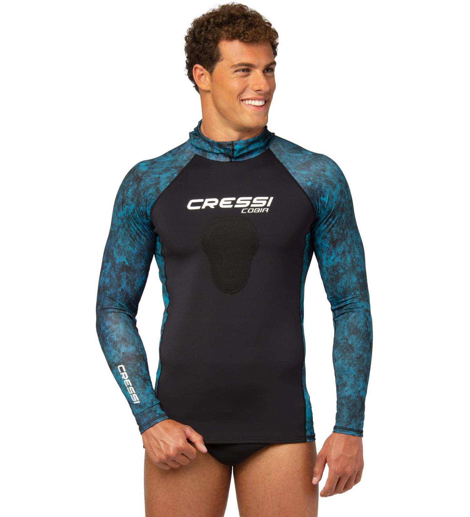 Cressi Adult Camouflage Hooded Rash Guard - Neoprene Padded Chest | Cobia 3X-Large Blue Hunter - Buy Online on GoSupps.com