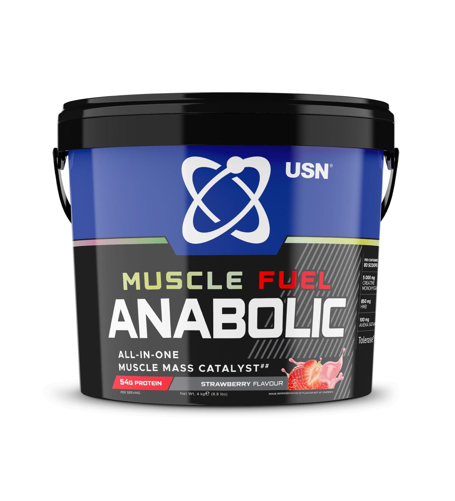USN Muscle Fuel Anabolic Strawberry Protein Powder Shake (4kg) | Gain & Recovery Shake | Workout Boosting Formula | 4 kg (Pack of 1) - Buy Online on GoSupps.com