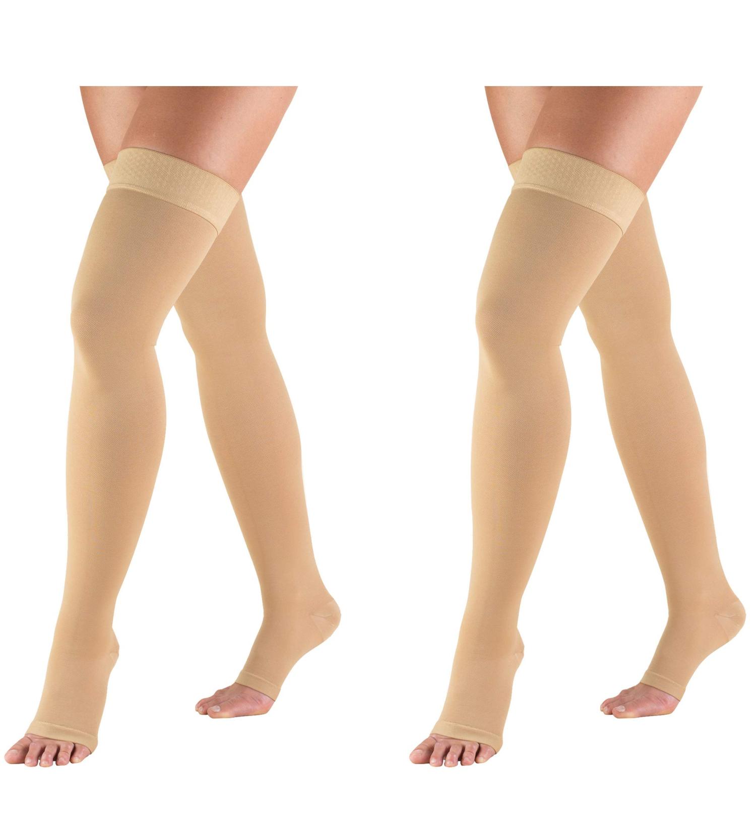 Buy Truform Compression Thigh High Stockings 20-30 mmHg Open Toe - Beige Small (Pack of 2) for International Shipping - Best Knee Support & Comfort - Buy Online on GoSupps.com