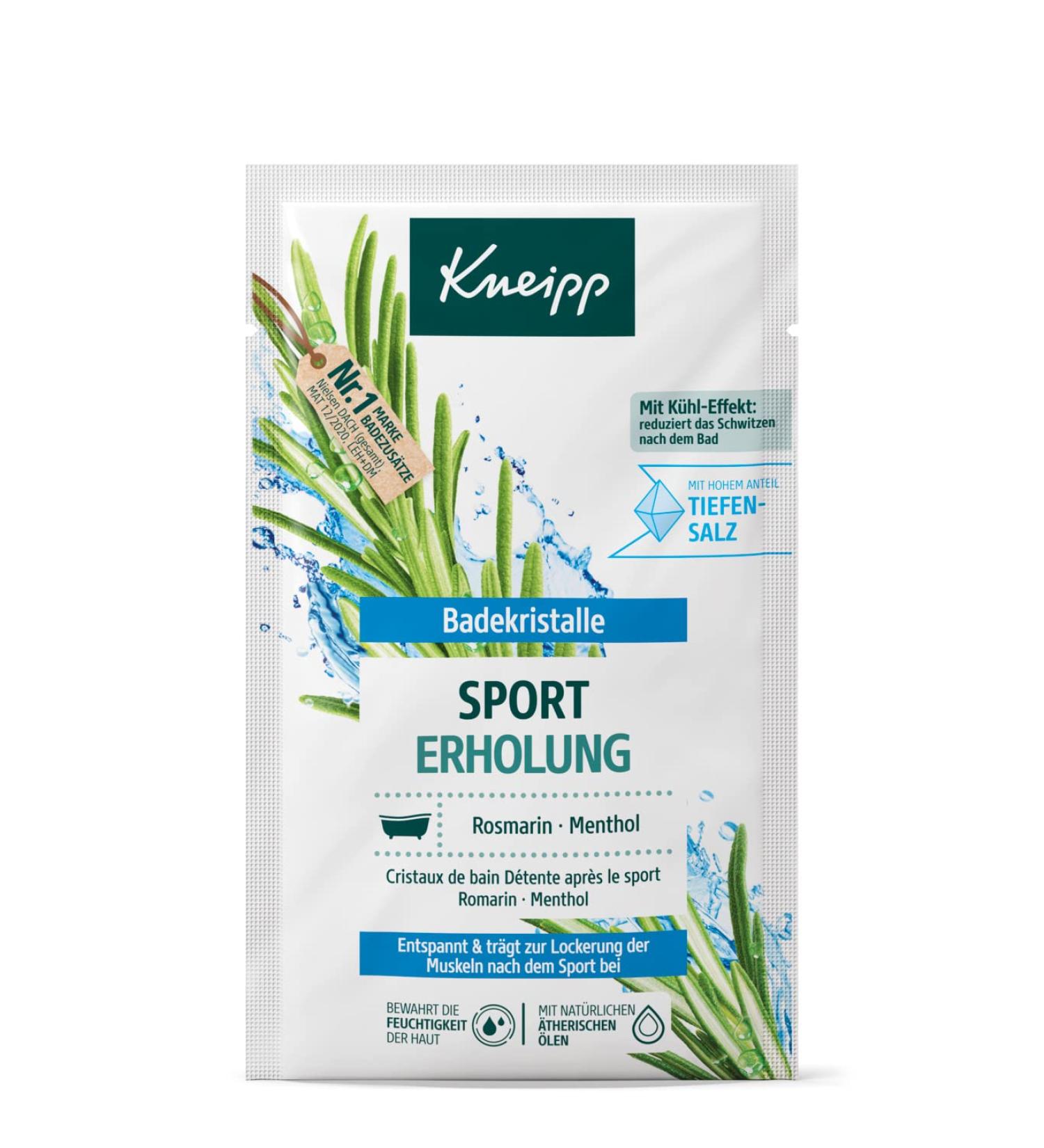 Kneipp Bath Crystals Sport Relaxation - Swimming Salt with Rosemary Oil & Menthol - Eucalyptus & Camphor - Cooling Effect - 60g - Buy Online on GoSupps.com