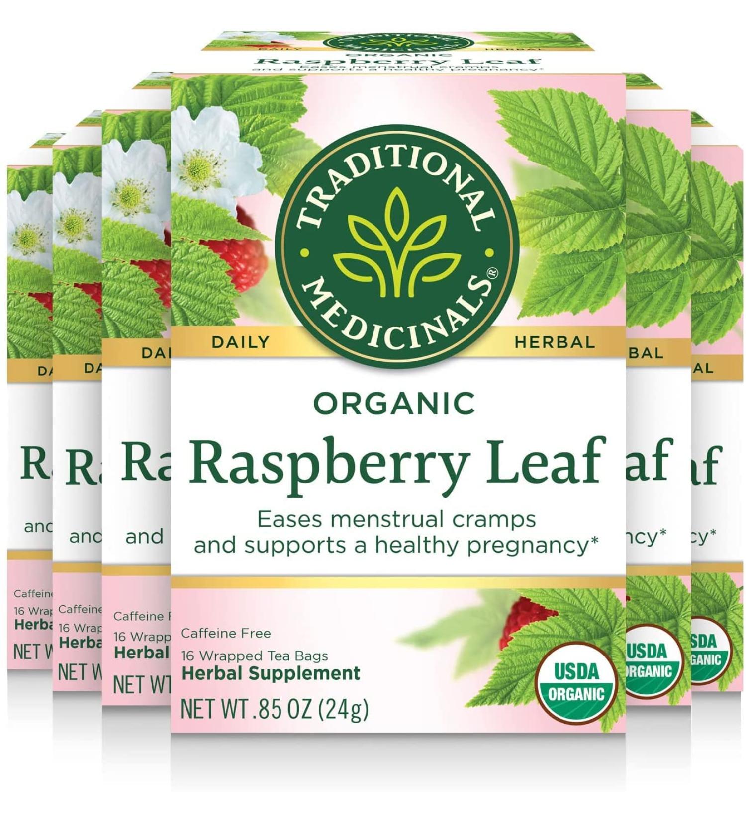 Traditional Medicinals - Organic Raspberry Leaf Herbal Women's Tea (Pack of 6) - Sustainably Sourced Fair Wild Red Raspberry Leaf - 96 Tea Bags Total 49.67 g (Pack of 6) Raspberry Leaf Herbal Tea - Buy Online on GoSupps.com