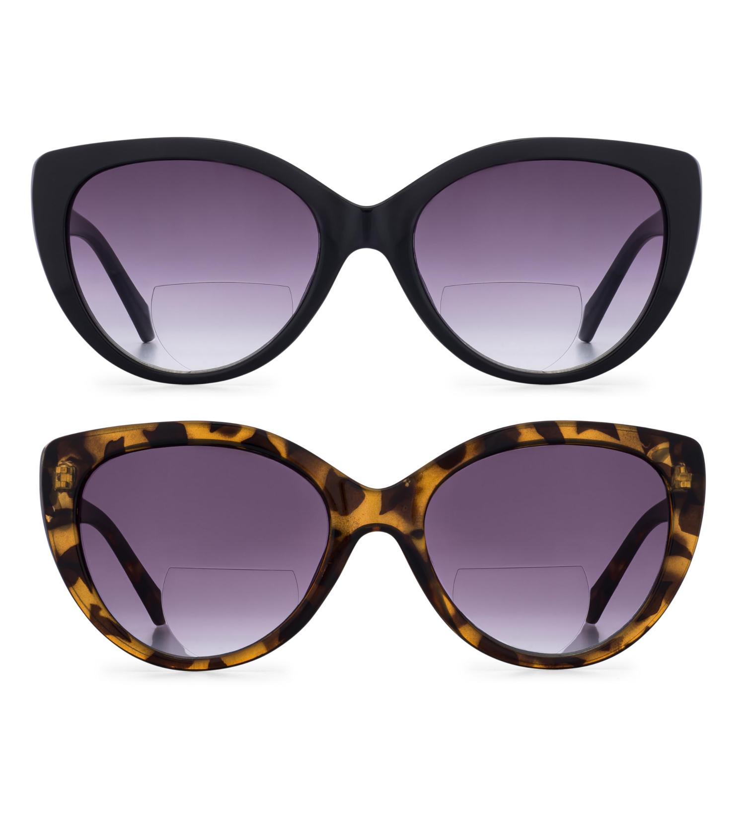 GrinderPUNCH Women's Bifocal Reading Sunglasses - 2 Pairs Vintage Cateye Sun Reader Glasses (2.50x - Buy Online on GoSupps.com