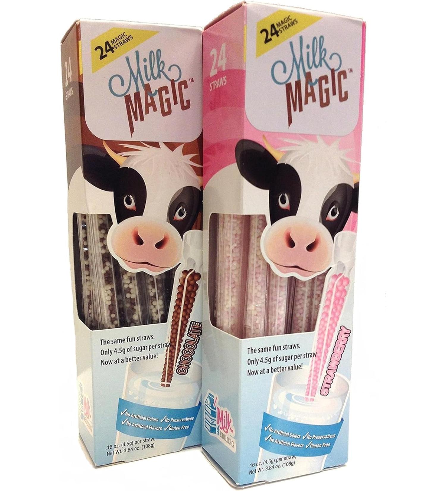 MILK MAGIC Flavoring Straws - Pack of 2 - Strawberry and Chocolate - 3.84 Oz. - Buy Online on GoSupps.com
