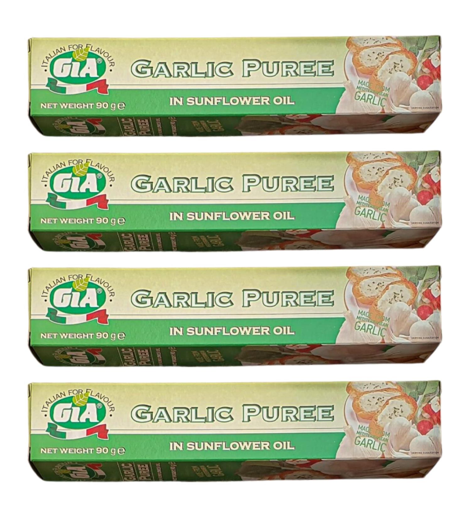 Gia Garlic Puree Bundle - 4 Pack of 90g Sunflower Oil Infused Garlic Puree - Buy Online on GoSupps.com