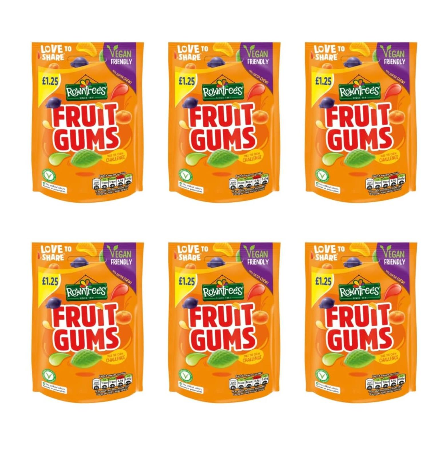 Fruit Gums Sweets Sharing Bags Vegan Friendly Pouch 6 x 120g Multipack Bulk Candy - Buy Online on GoSupps.com