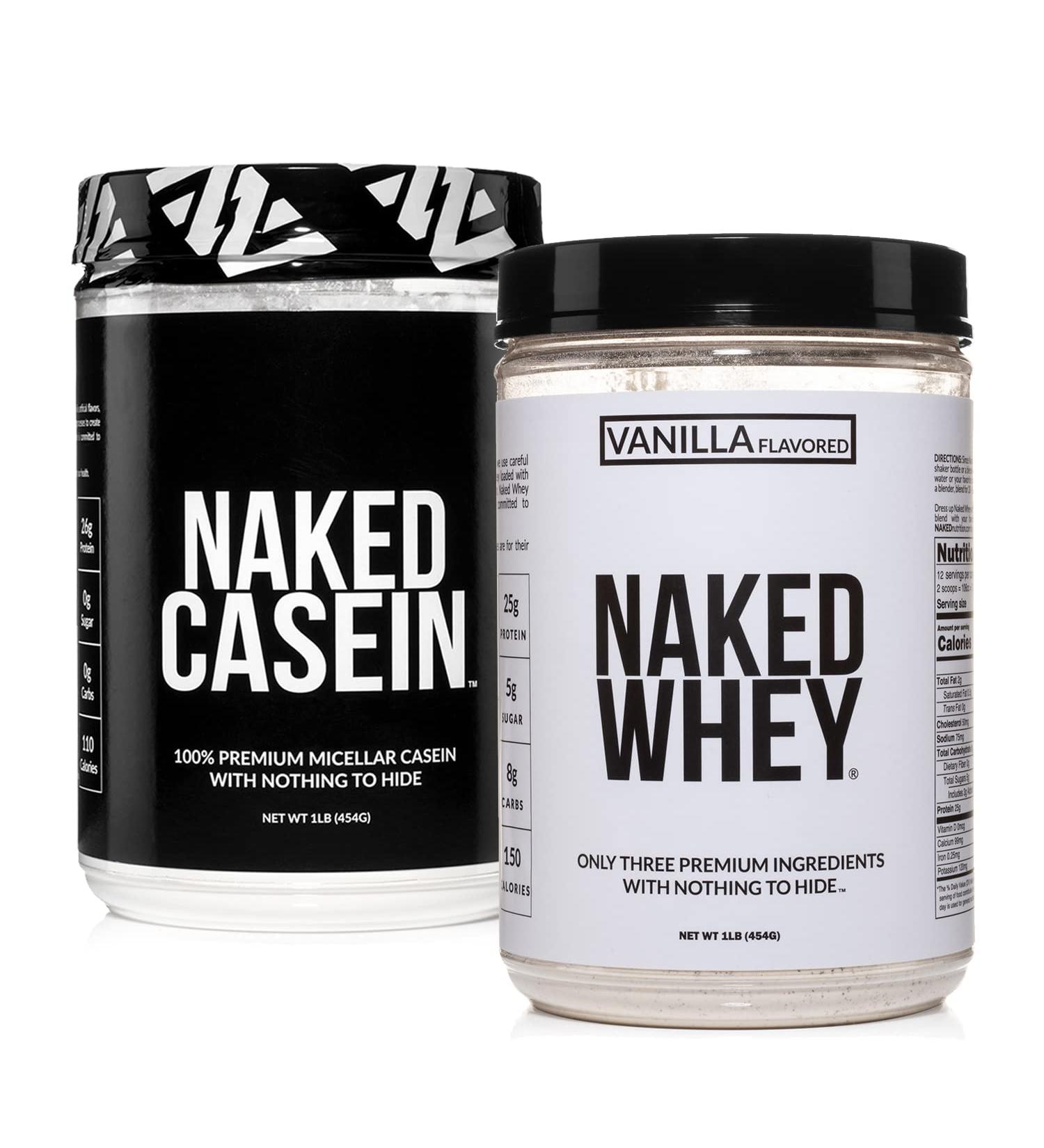 NAKED Grass Fed Protein Bundle: 1LB Casein and 1LB Vanilla Whey - Buy Online on GoSupps.com