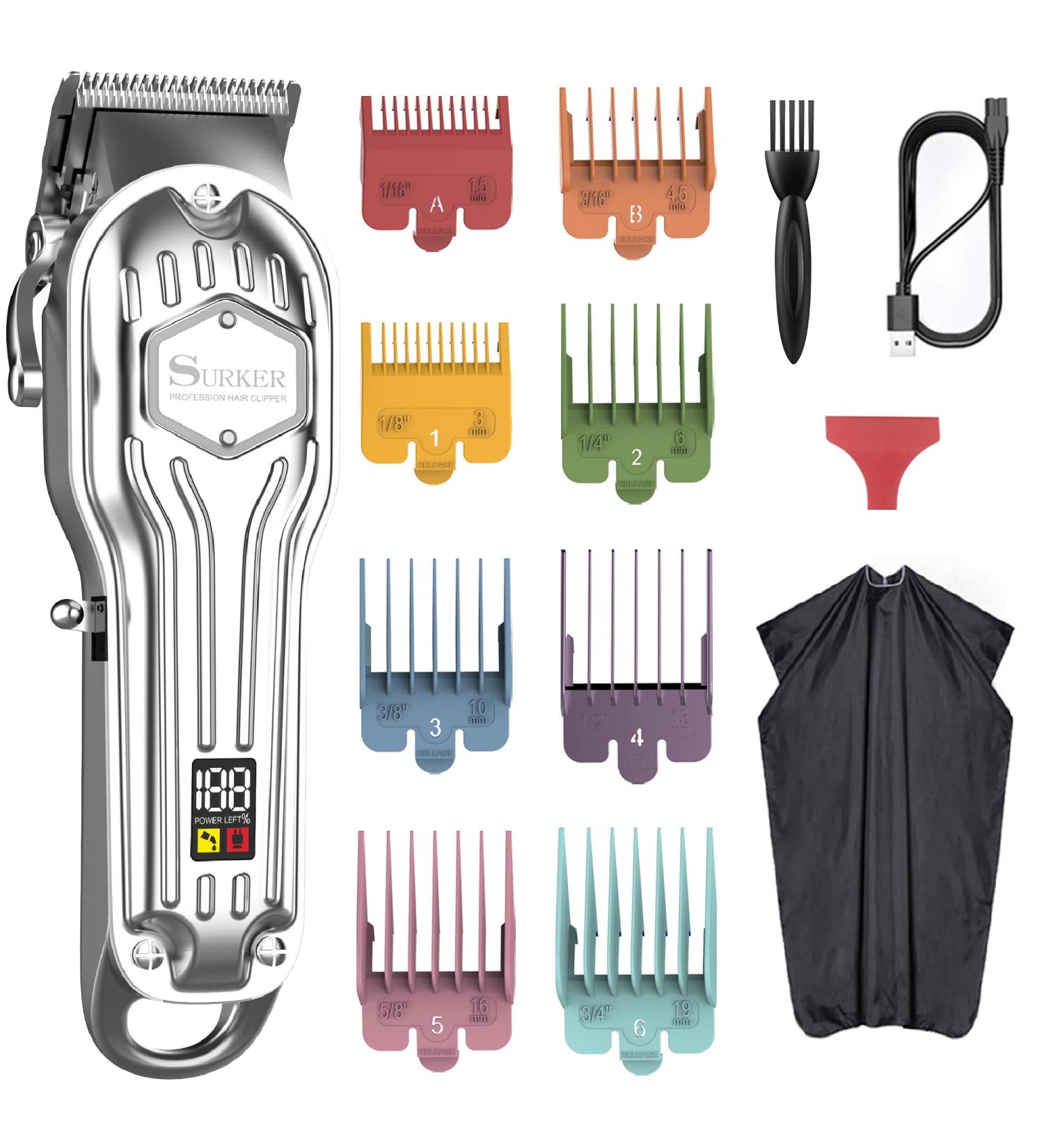 SURKER Mens Hair Clippers - Cordless Professional Haircut Kit with Rechargeable LED Display - Buy Online on GoSupps.com