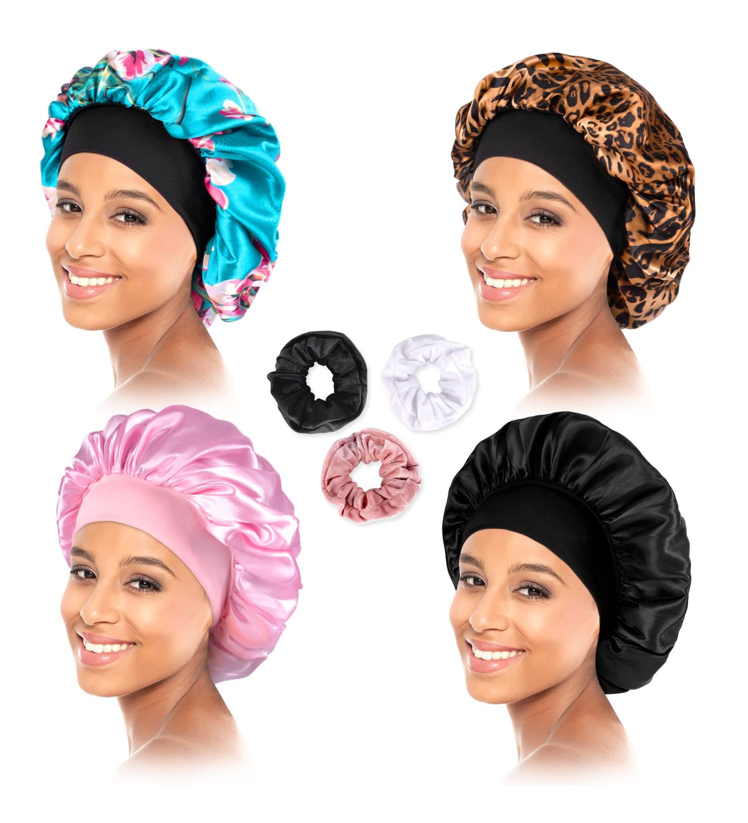 Silk Cap Satin Bonnet for Women - Set of 4 Hair Bonnets for Natural Hair - Buy Online on GoSupps.com