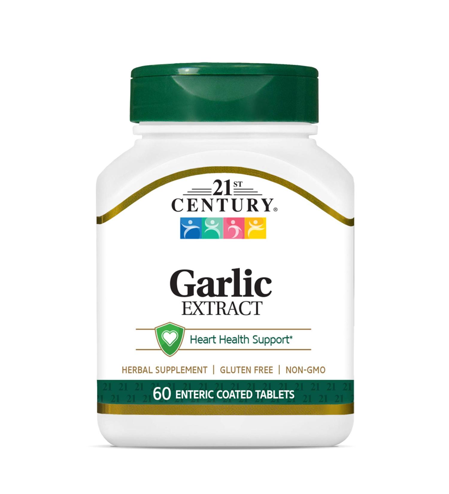 21st Century Garlic Extract - Standardized 60 Enteric Coated Tablets for Heart Health - Buy Online on GoSupps.com