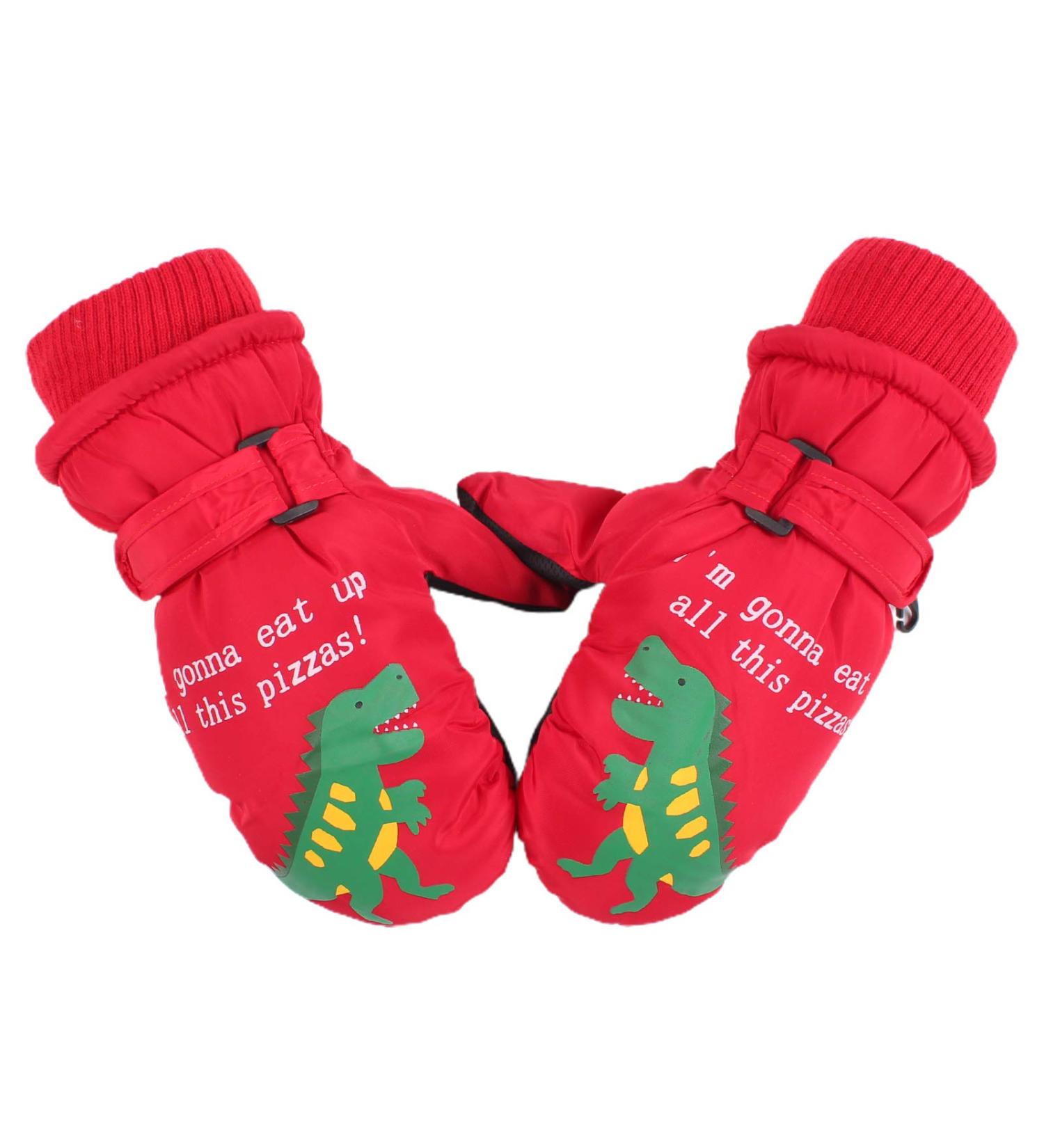XIAOHAWANG Kids Ski Gloves - Waterproof Dinosaur Mittens for Boys and Girls (Red, 4-8 Years) - Buy Online on GoSupps.com