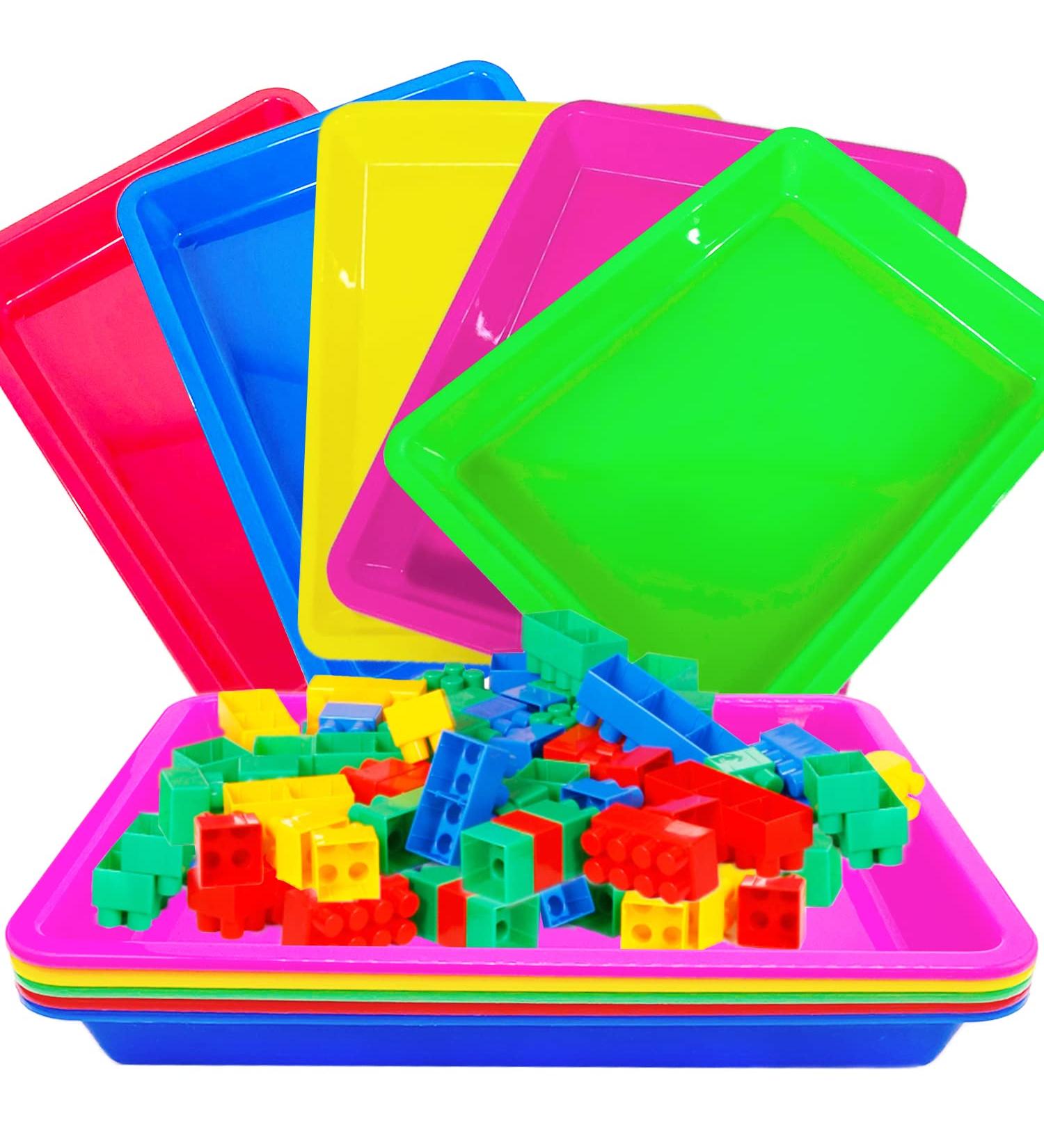 10 Pack Multicolor Plastic Art Trays - 14 x 10 Inch - for Arts and Crafts DIY Projects - Buy Online on GoSupps.com