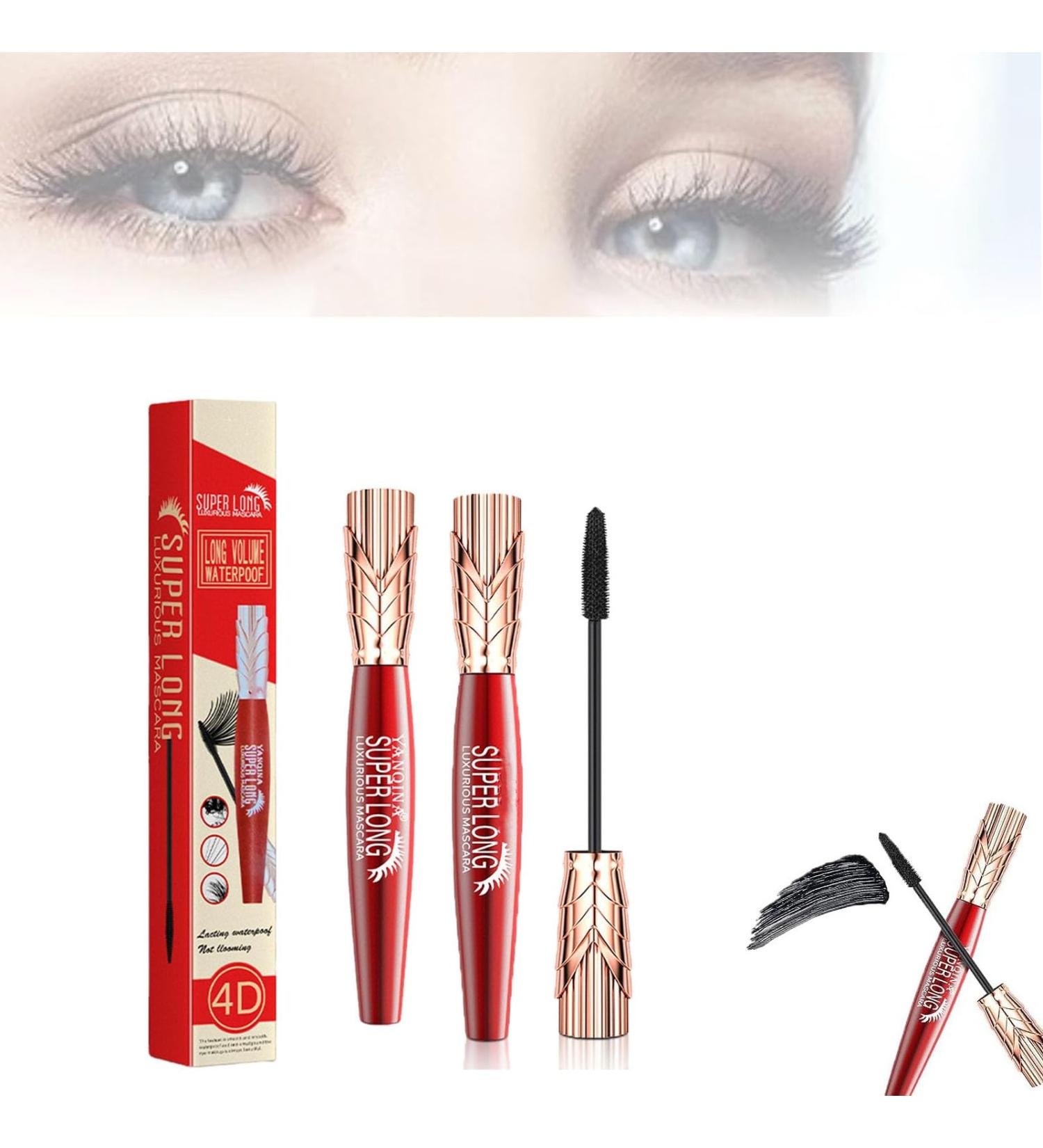 Yanqina Super Long Mascara Yanquina 4d Silk Fiber Lash Mascara Mascara De Pesta as Waterproof and Sweat Proof Mascara (2pcs) - Buy Online on GoSupps.com