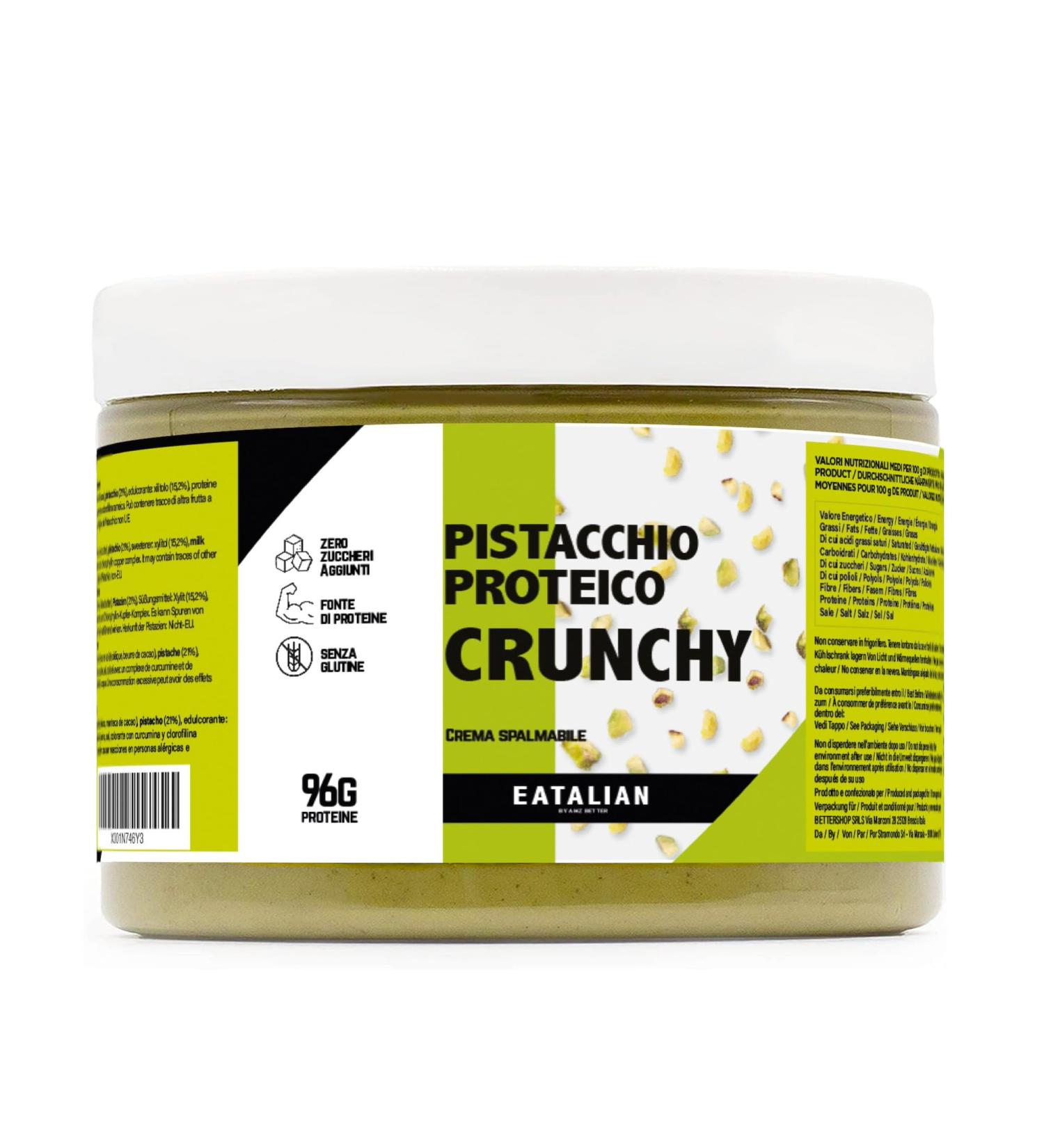 Buy Eatalian by AMZ Better Protein Pistachio Cream Crunchy 500g - Sweet Italian Delight for Spreads Desserts & More | Premium Quality - Buy Online on GoSupps.com