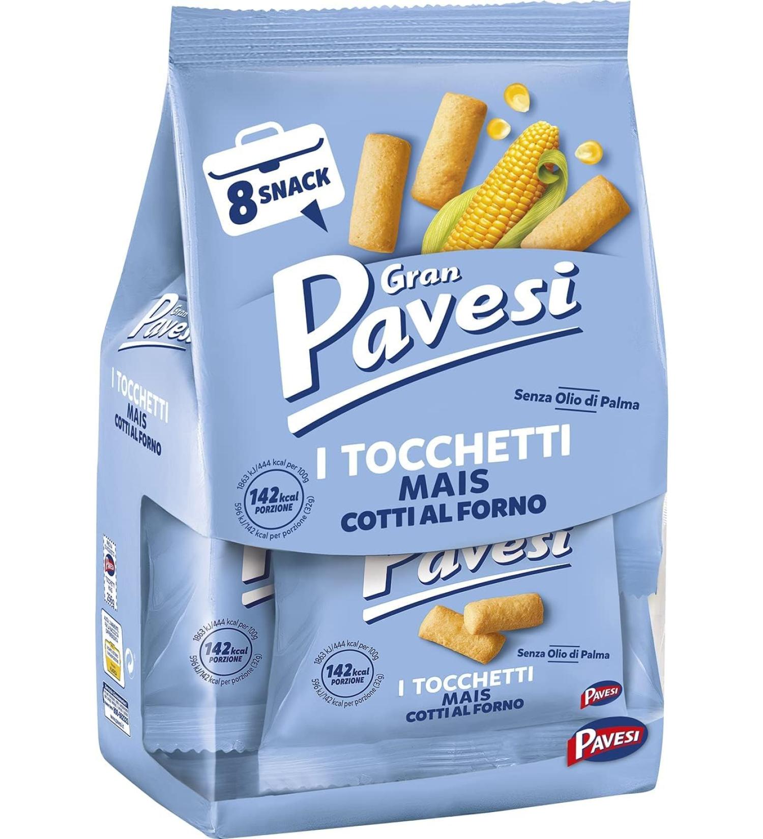  Italian Gourmet E.R. Gran Pavesi Snack Tocchetti Snack Chunks Baked Corn Without Palm Oil - 8 Packets (256g) + Italian Gourmet Polpa 400g - Buy Online on GoSupps.com