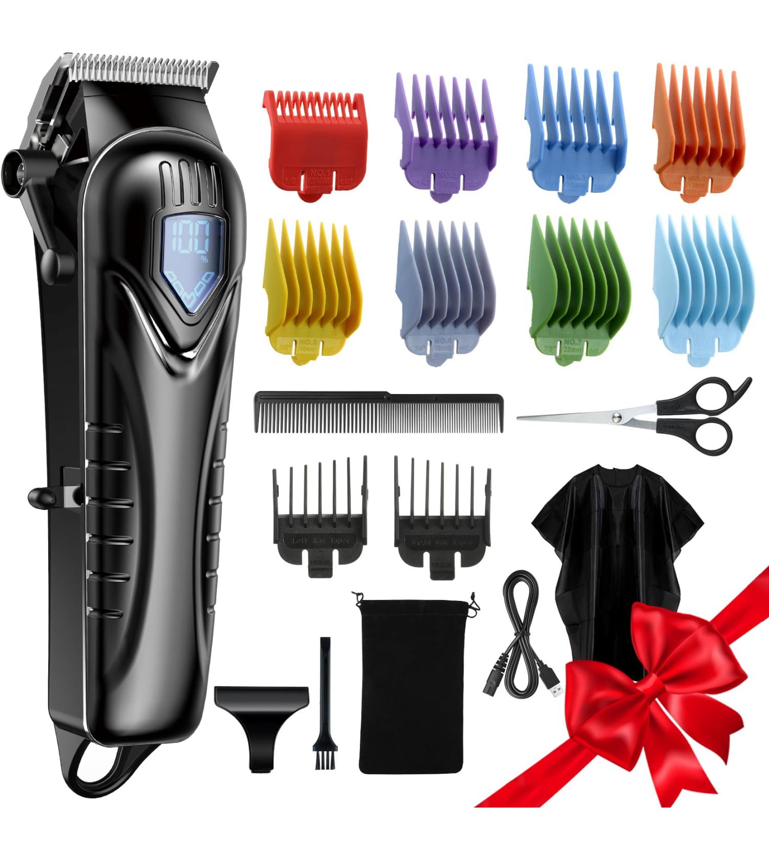 Professional Low Noise Hair Clippers for Men & Women | Cordless Cutting Kit with 10 Color Combs & LED Display - Perfect Gifts for Men | Barber Set with Beard Trimmer Scissors & Cape - Buy Online on GoSupps.com