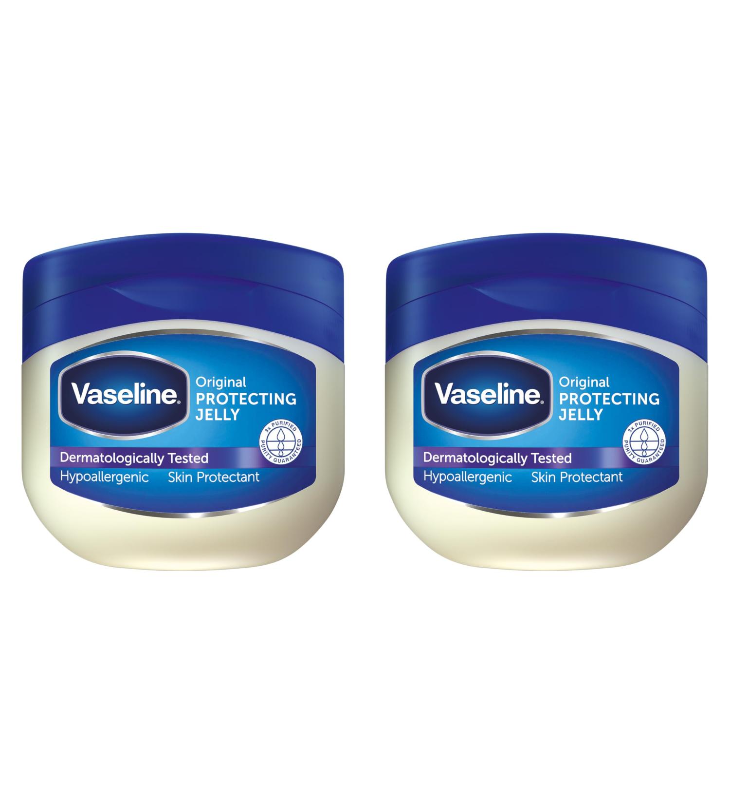 Unilever Vaseline Original Protecting Jelly cares for dry rough skin and provides relief from eczema 2 x 250 ml
