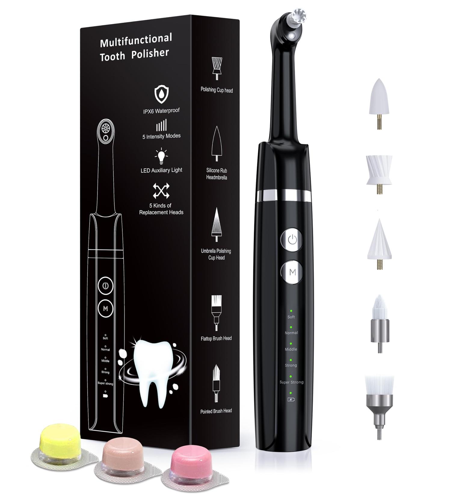 Tooth Whitening Set - Stim-U-Dent Bleaching Kit with 5 Modes 5 Heads & 3 Polishing Pastes for Superior Teeth Cleaning & Whitening - Buy Online on GoSupps.com