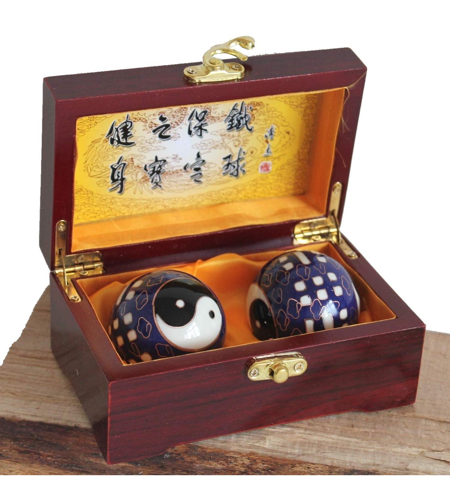 AAF Nommel Qi Gong Meditation Relaxation Balls Set No. 001 - High-Quality Ying Yang in Red Wooden Box | International Shipping Available - Buy Online on GoSupps.com