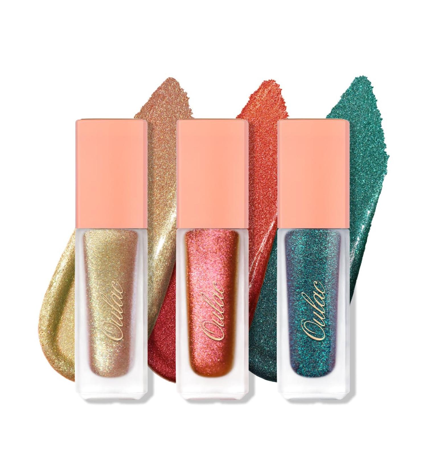 Oulac Liquid Glitter Eyeshadow Set - Metallic Green & Gold Shimmer Eyeshadow for Christmas Eye Make-up | Vegan & Cruelty-Free - Buy Online on GoSupps.com