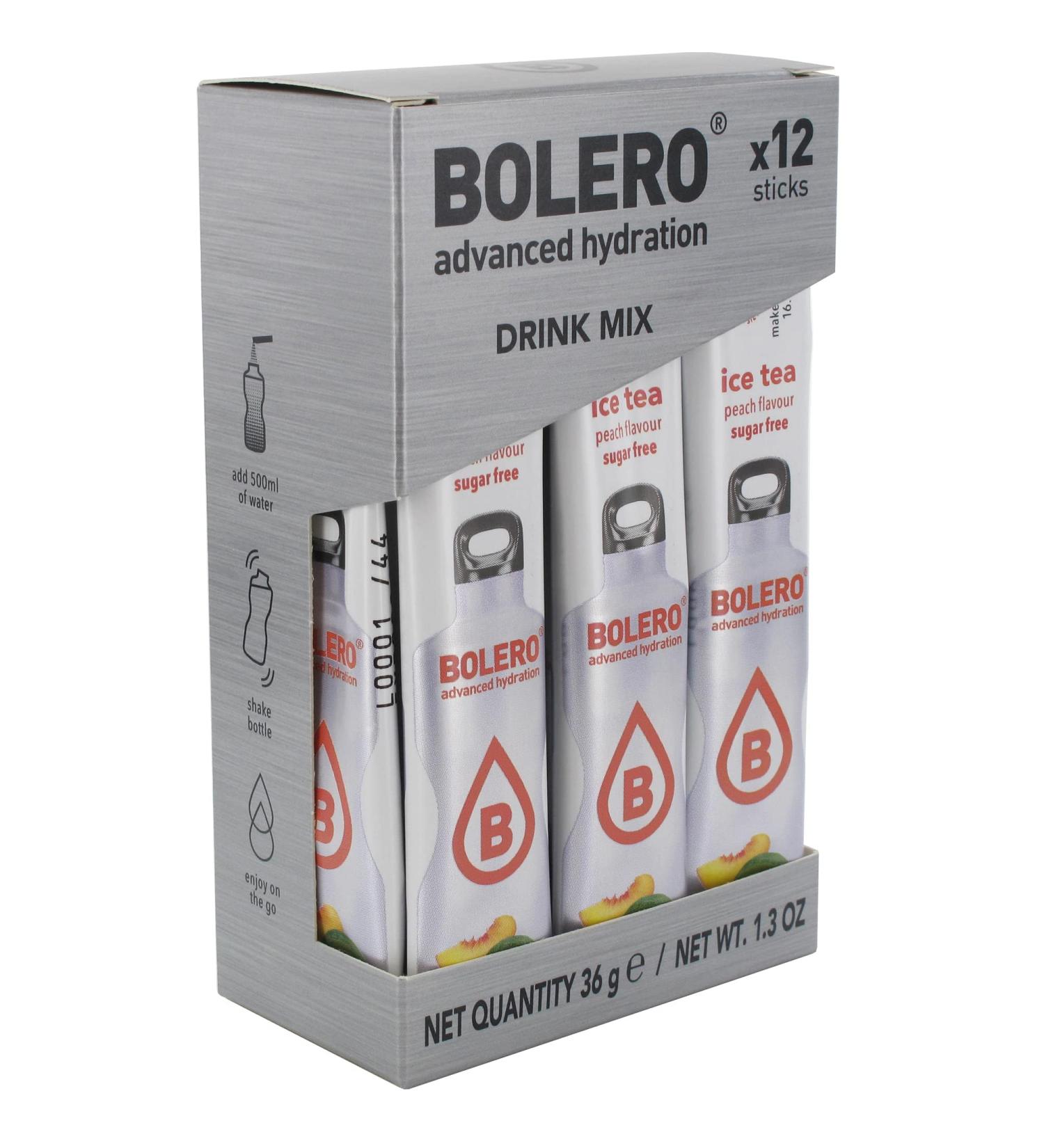 Bolero Ice Tea Peach - Sugar-Free Beverage Powder | 12x3g | Refreshing Stevia-Sweetened Drink | Vitamin C | Diabetic-Friendly Iced Tea - Buy Online on GoSupps.com