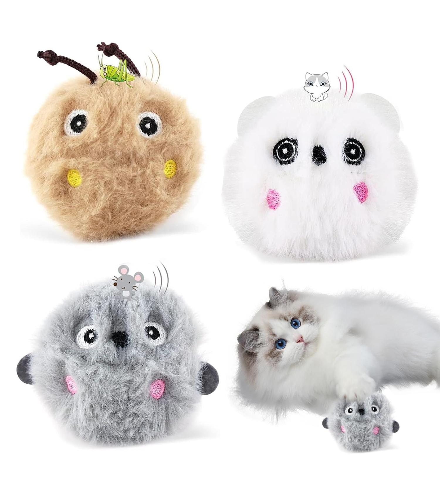 Buy Catal Balls - Interactive & Plush Cat Toys with Sound | 3 Colors Electrically Animated | Perfect for Playful Cats - Buy Online on GoSupps.com