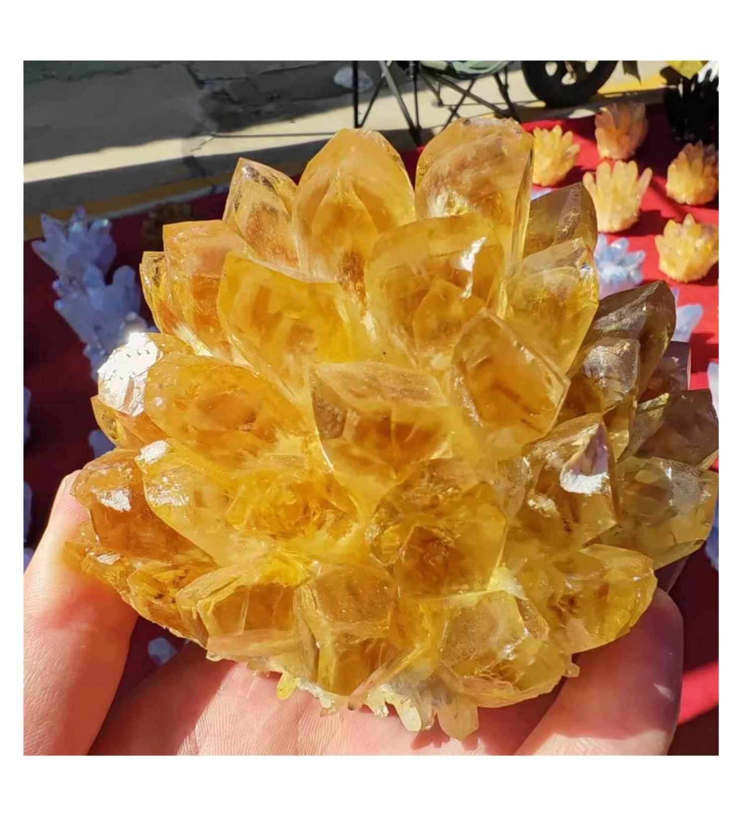 Natural Crystal Rough Crystal Cluster Yellow Phantom Quartz Crystal Cluster Home Office Decoration (Size : 180-240g) - Buy Online on GoSupps.com