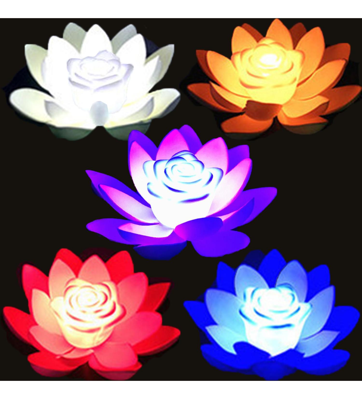 SUQ 5 Pieces Lotus Lamp for Outdoor Waterproof LED Garden Light Artificial Lotus Floating Light Floating Flower Lantern Decoration Lighting for Garden Yard Swimming Pool Pond Fountain 18CM - Buy Online on GoSupps.com