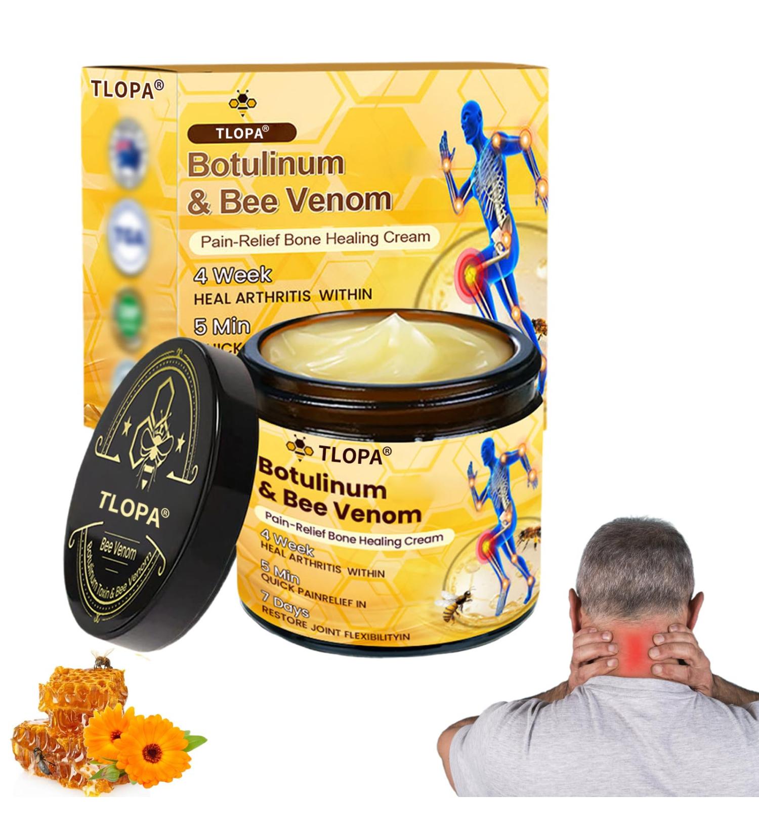 TLOPA Botulinum Toxin and Bee Venom Cream Bee Venom Pain-Relief Bone Healing Cream Bee Venom cream for Arthritis for Back Knee Neck (1) - Buy Online on GoSupps.com